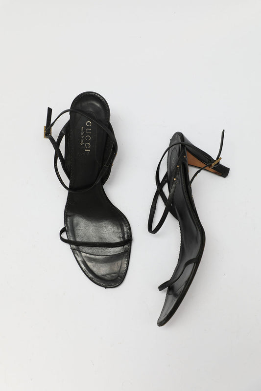 Gucci Black Leather Strappy Sandals (US 10)