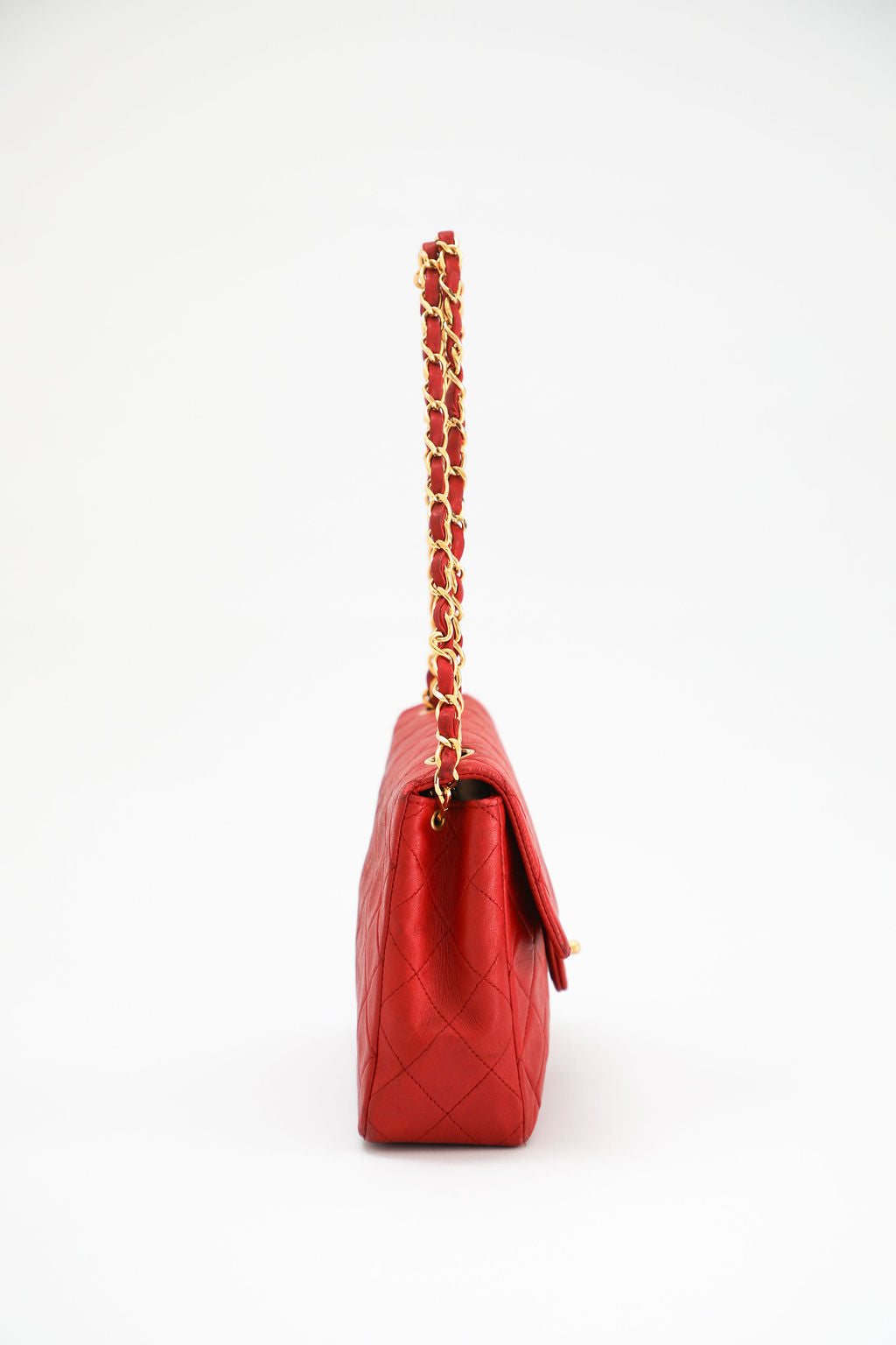 Chanel Quilted Lambskin Flap Bag - Red with 24K Gold Hardware
