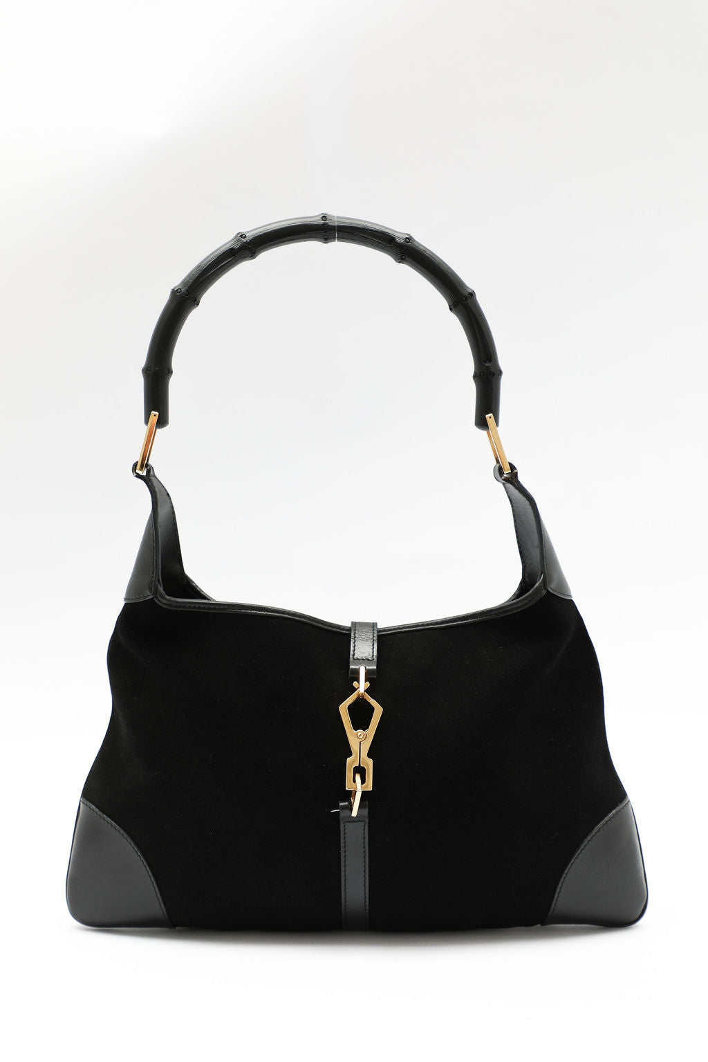 Gucci Suede Bamboo Jackie Bag - Black