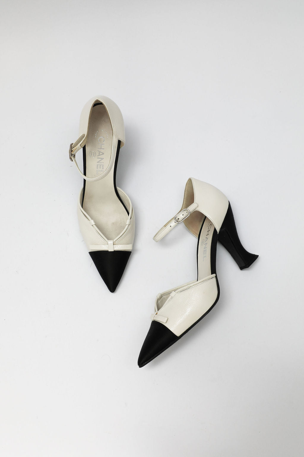 Chanel Two-Tone Bow Mary Jane Pumps
