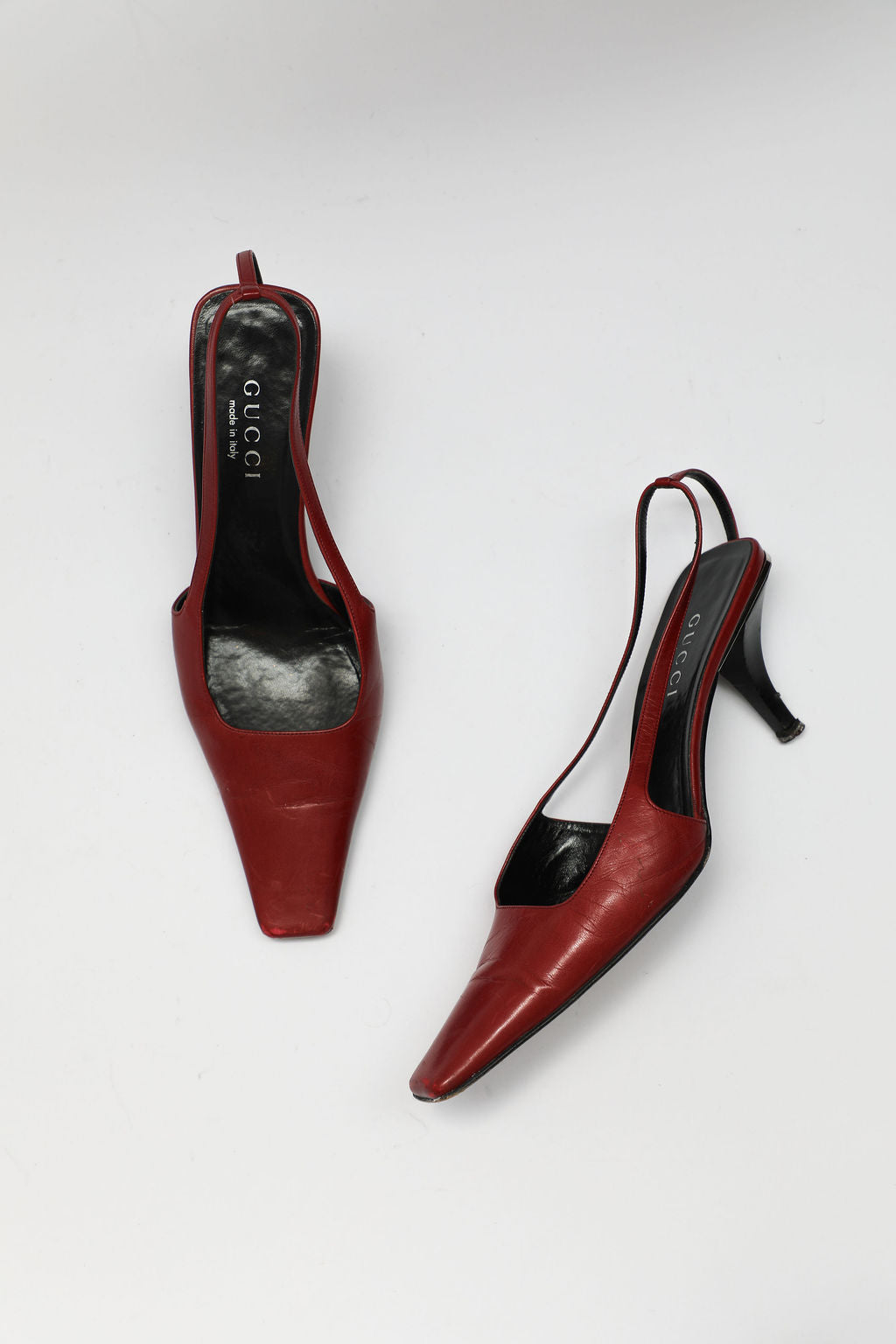 Gucci Red Leather Slingback Pumps (EU 38.5)