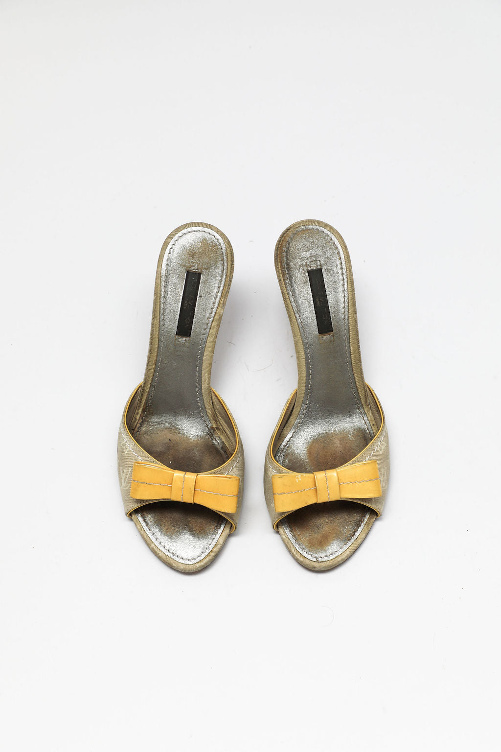 Louis Vuitton Monogram Mini Lin Bow Mule Heels (EU 38)