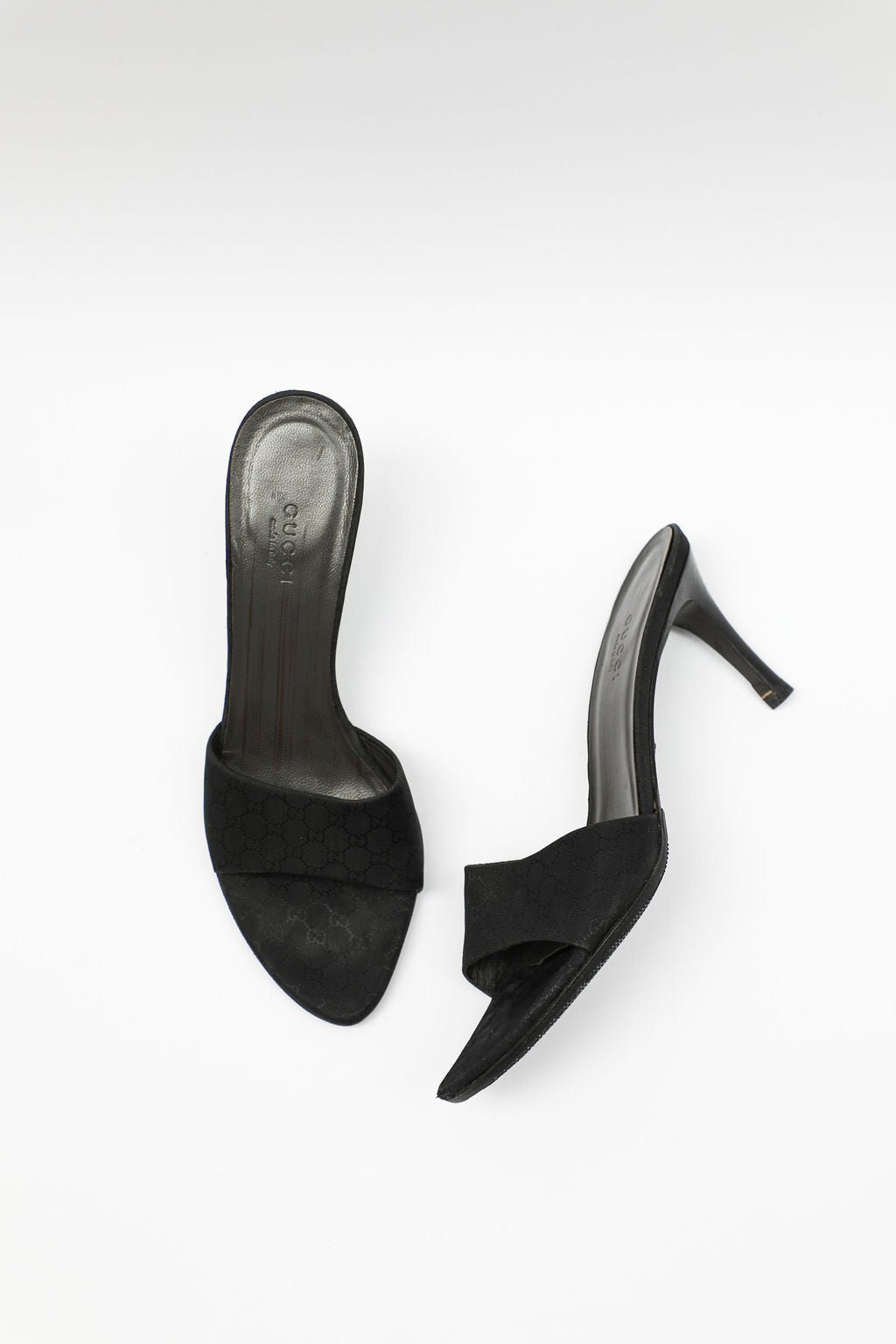 Gucci Black Monogram Canvas Mules (US 7.5)