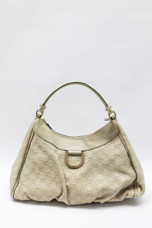 Gucci Abbey Guccisima Hobo Bag - Cream