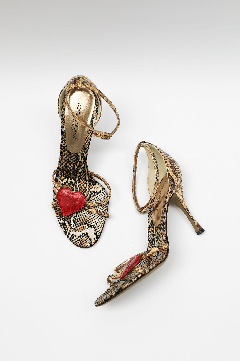 Dolce & Gabbana Snakeskin Heart Sandals (EU 37.5)