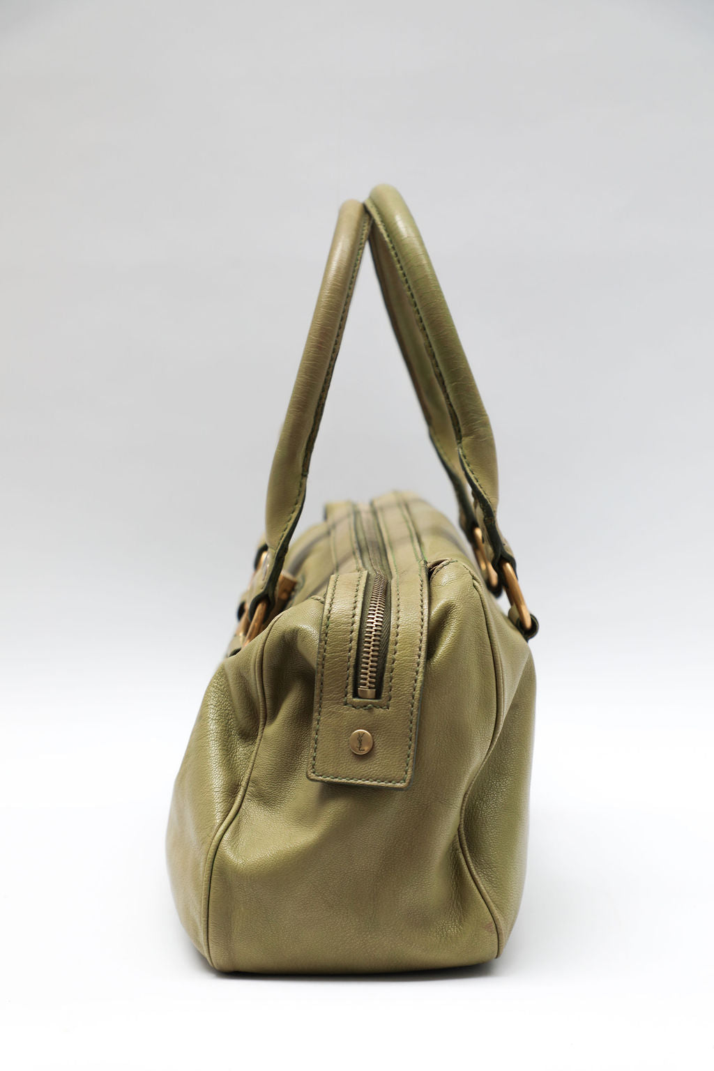 Yves Saint Laurent Leather Satchel - Olive Green