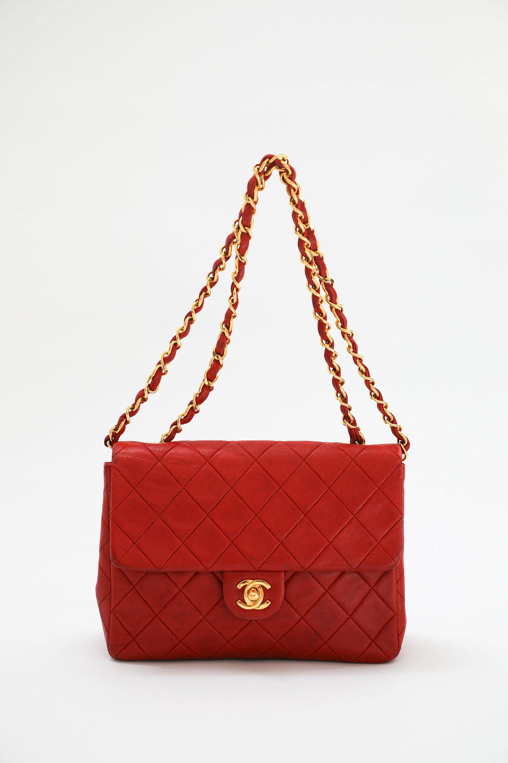 Chanel Quilted Lambskin Flap Bag - Red with 24K Gold Hardware