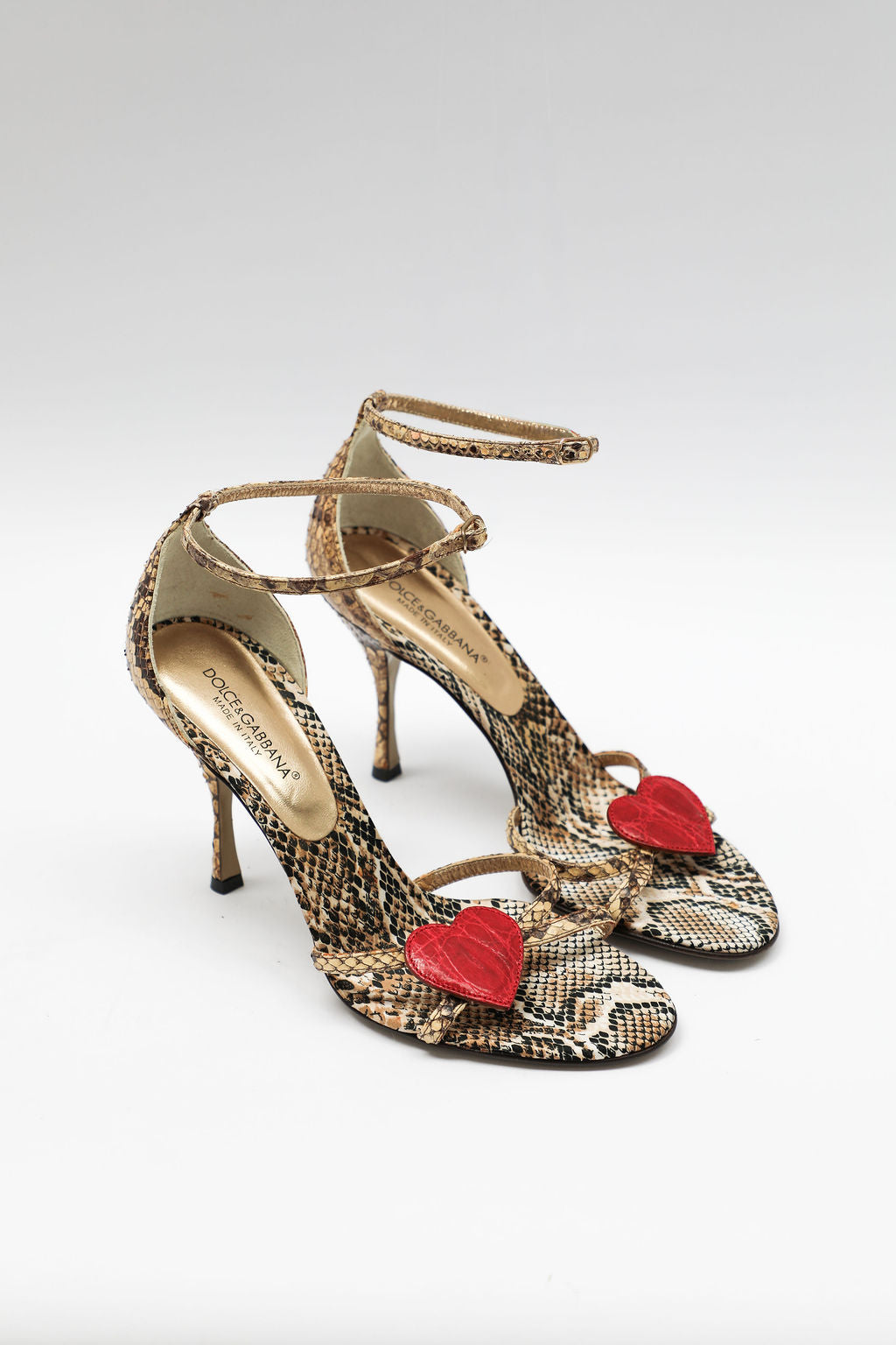 Dolce & Gabbana Snakeskin Heart Sandals (EU 37.5)