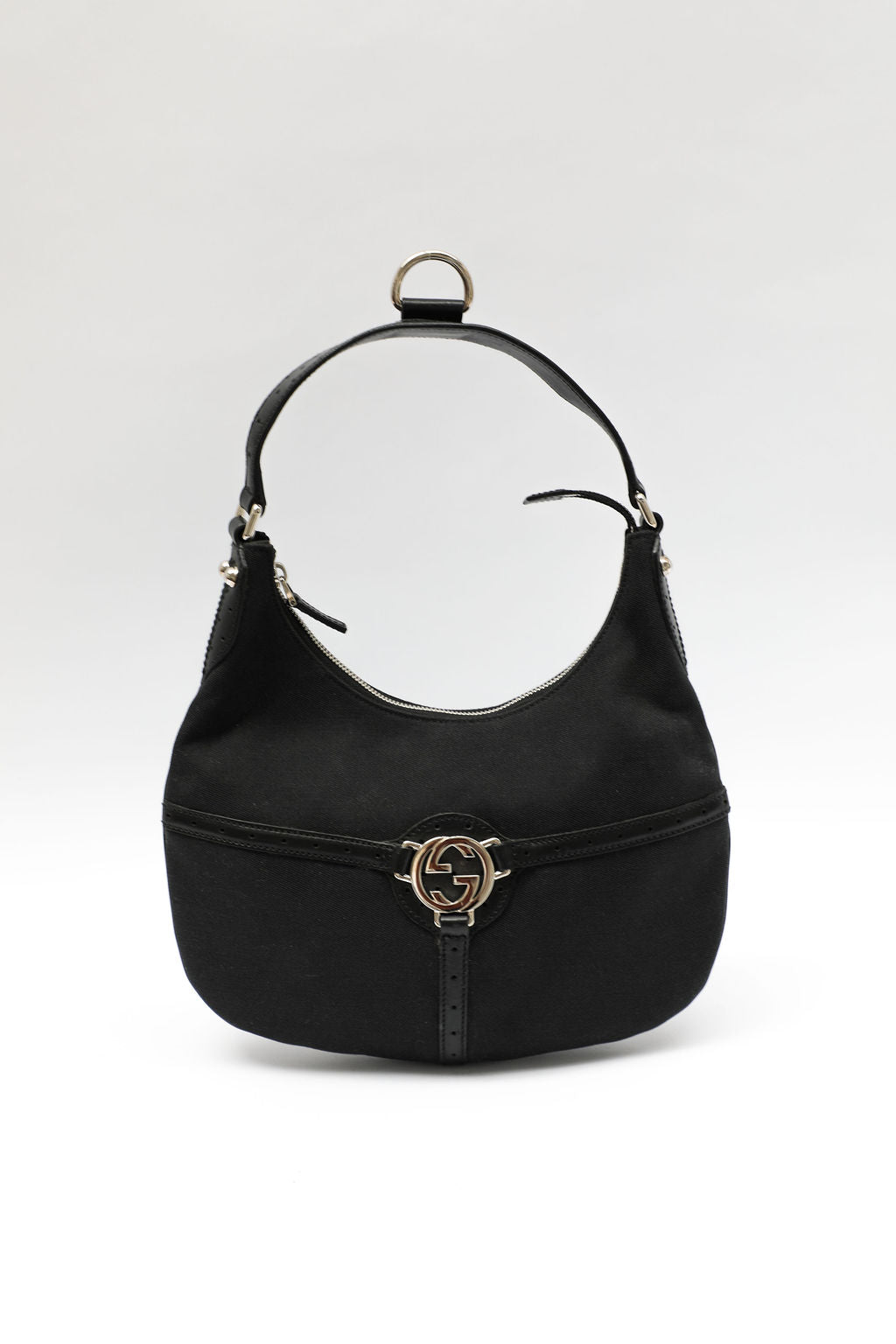 Gucci Interlocking GG Canvas Shoulder Bag - Black
