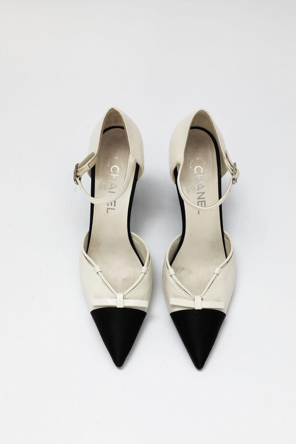 Chanel Two-Tone Bow Mary Jane Pumps