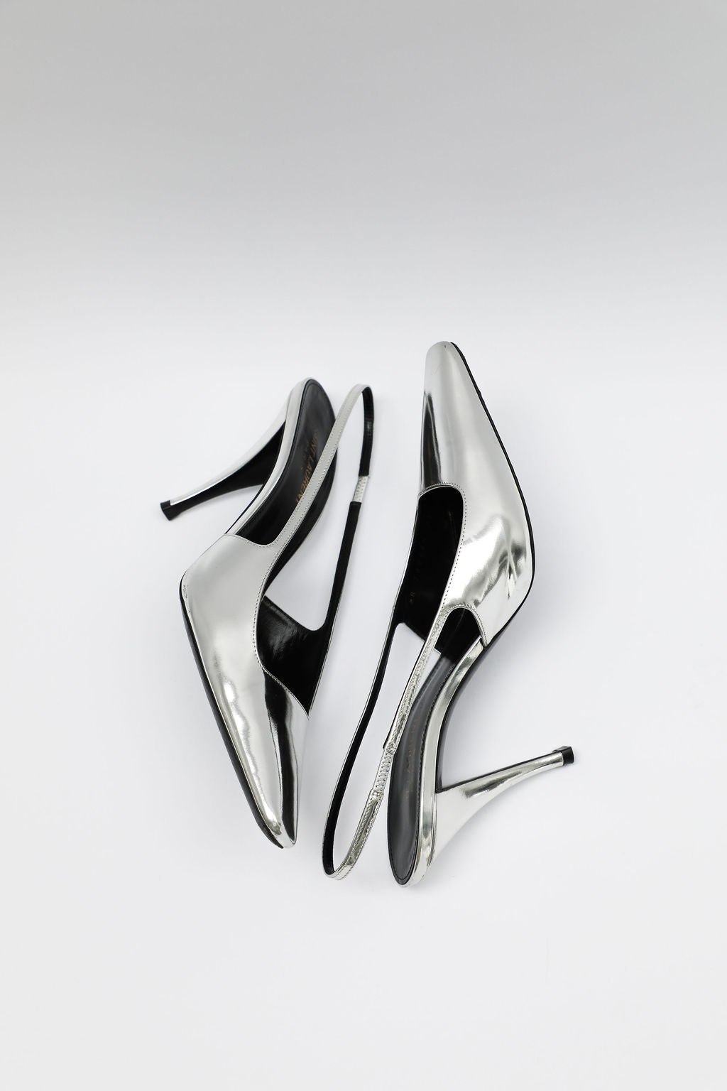 Yves Saint Laurent Blade 90 Metallic Leather Slingback Pumps (EU 39)