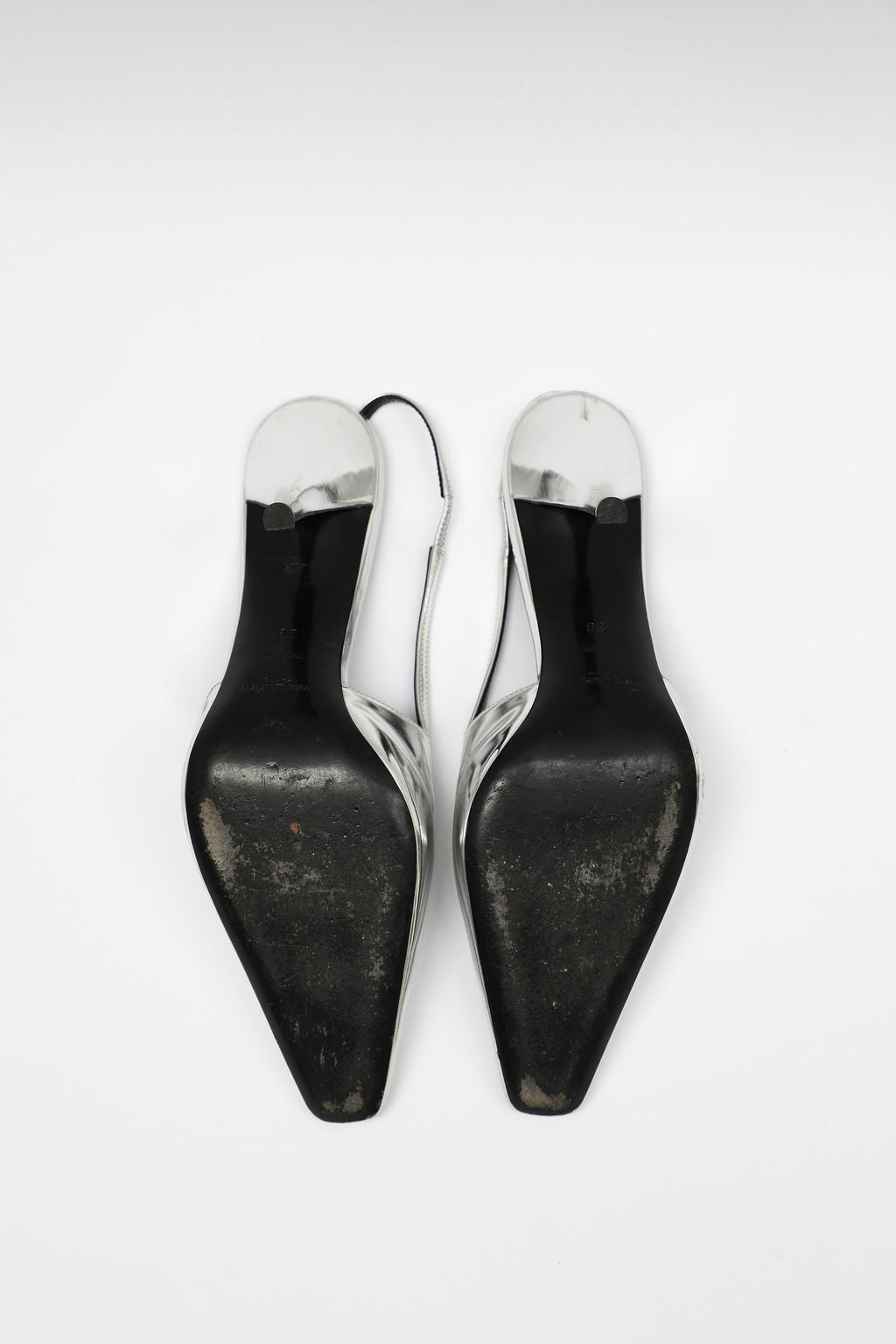 Yves Saint Laurent Blade 90 Metallic Leather Slingback Pumps (EU 39)