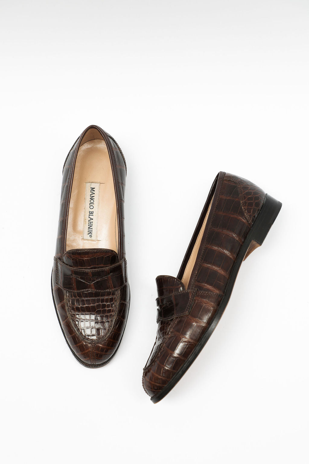 Manolo Blahnik Brown Alligator Penny Loafers (EU 36)