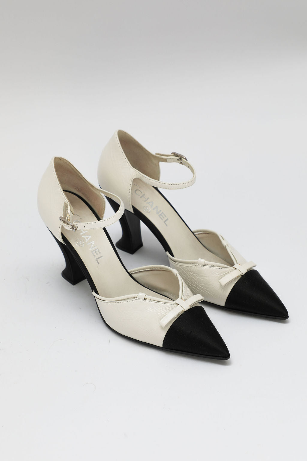 Chanel Two-Tone Bow Mary Jane Pumps