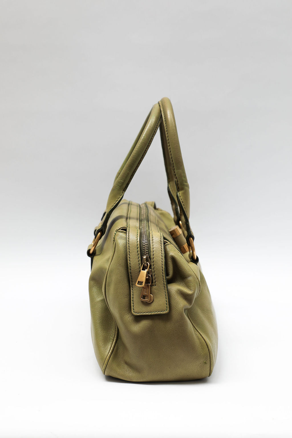 Yves Saint Laurent Leather Satchel - Olive Green
