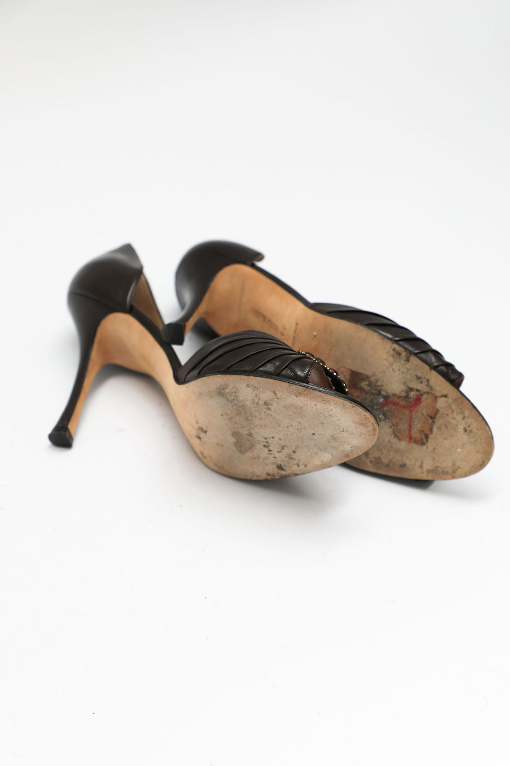Manolo Blahnik Brown Embellished D'Orsay Pumps (EU 39.5)