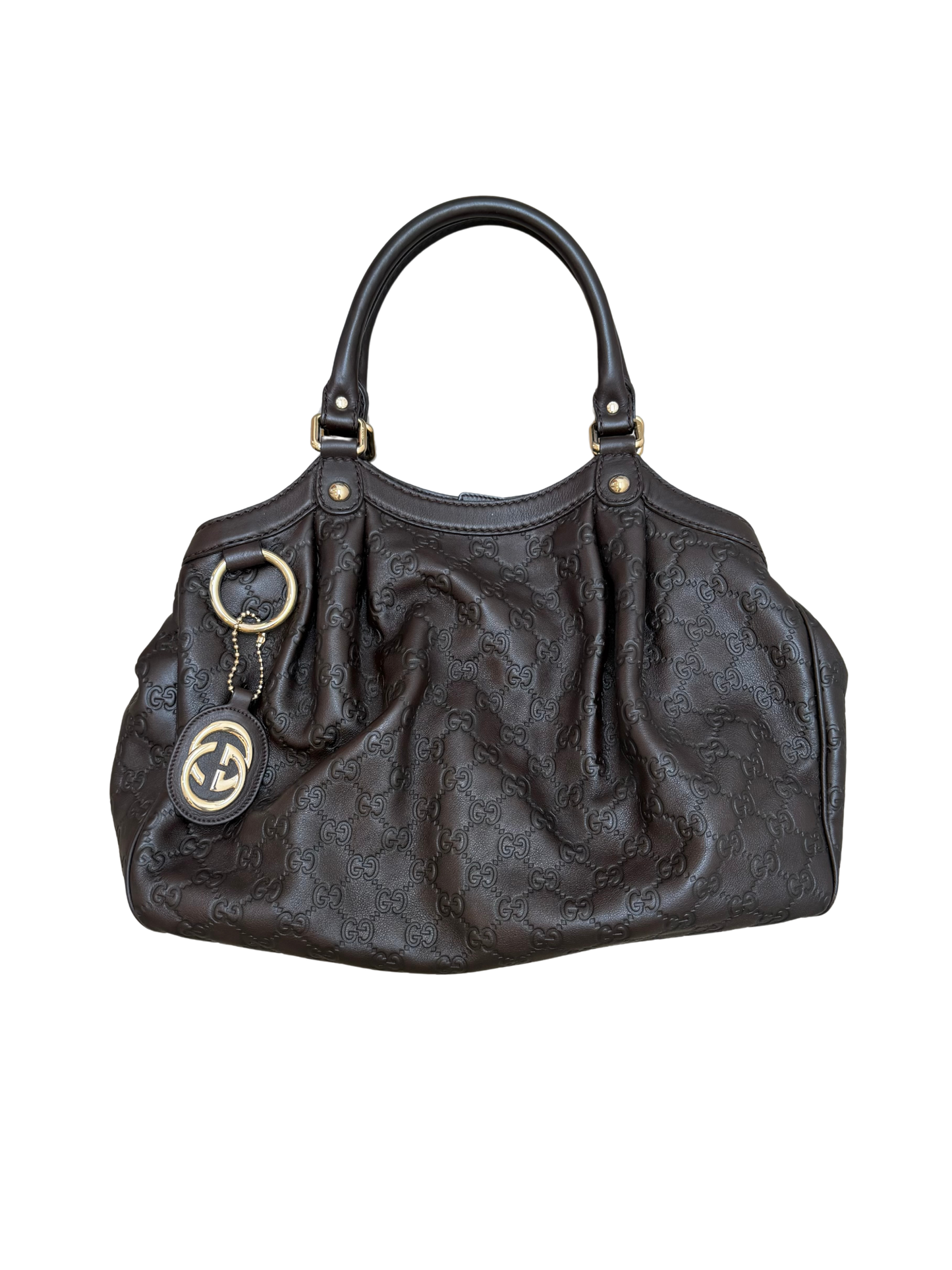 Gucci Guccisima Sukey Leather Hobo Bag - Brown