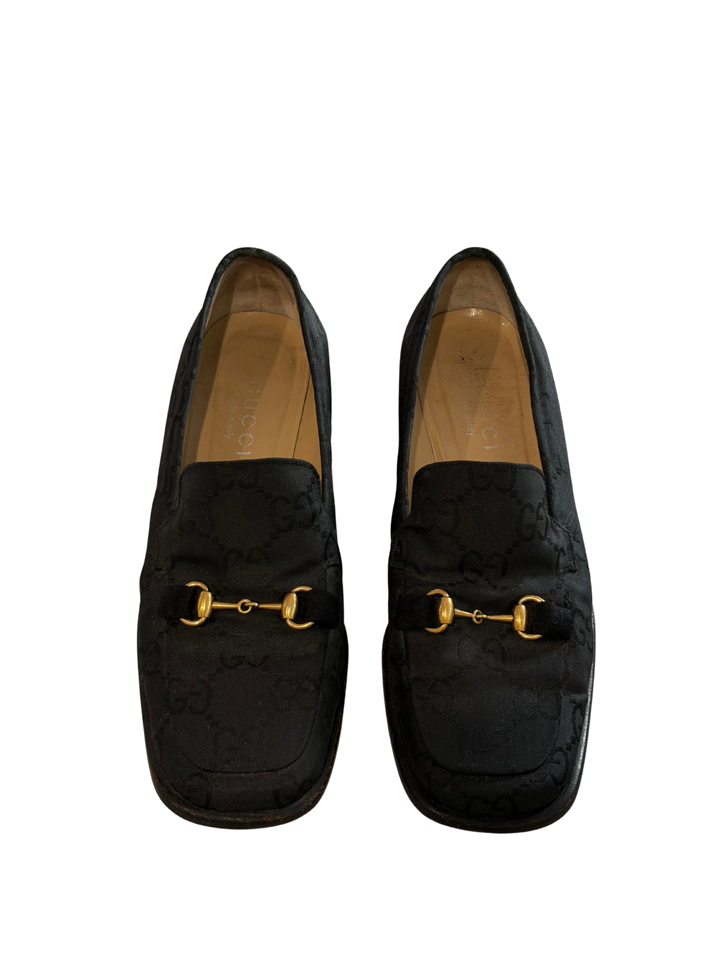 Gucci Horsebit GG Canvas Loafers (7.5) – Black