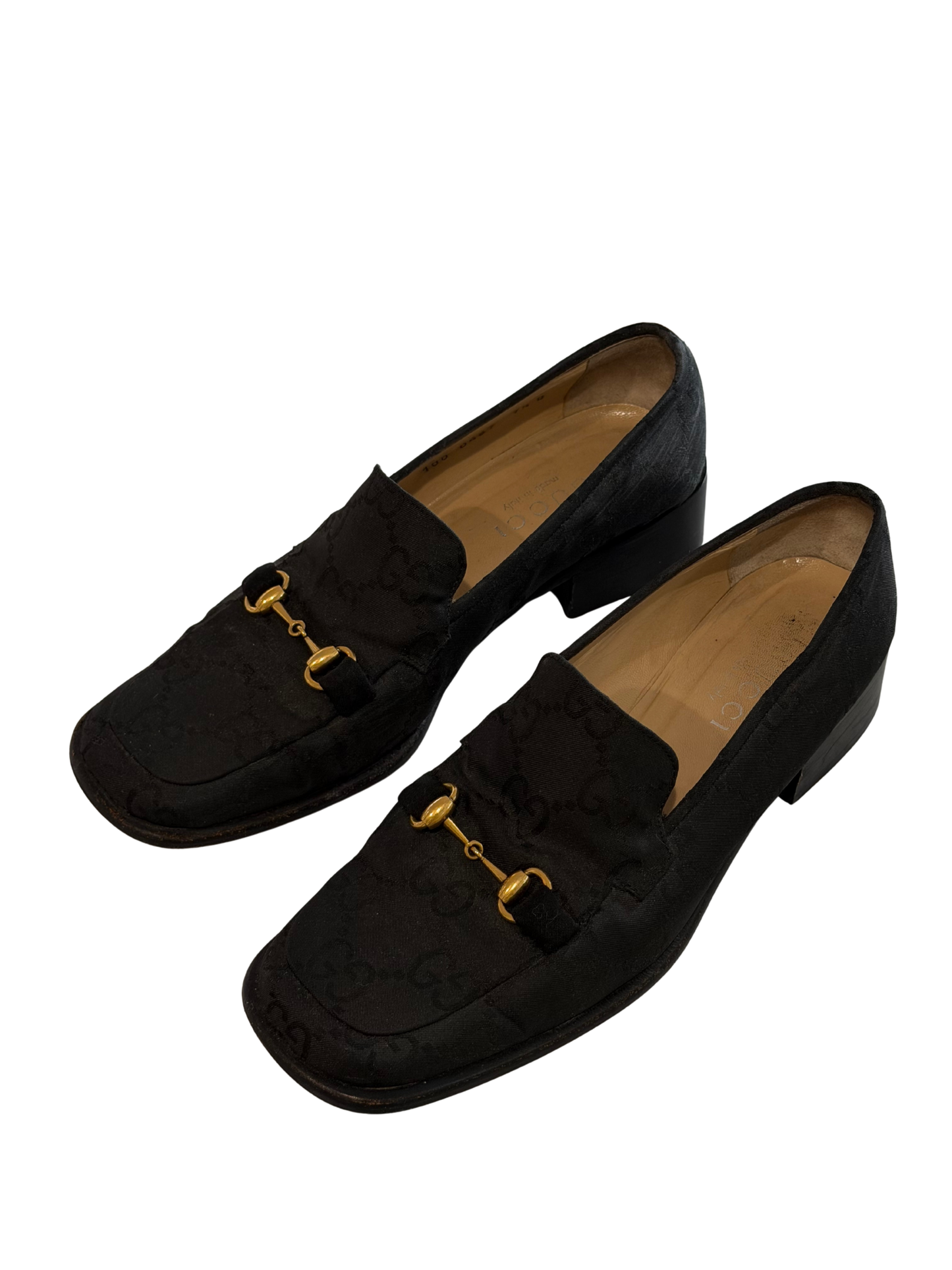 Gucci Horsebit GG Canvas Loafers (7.5) – Black