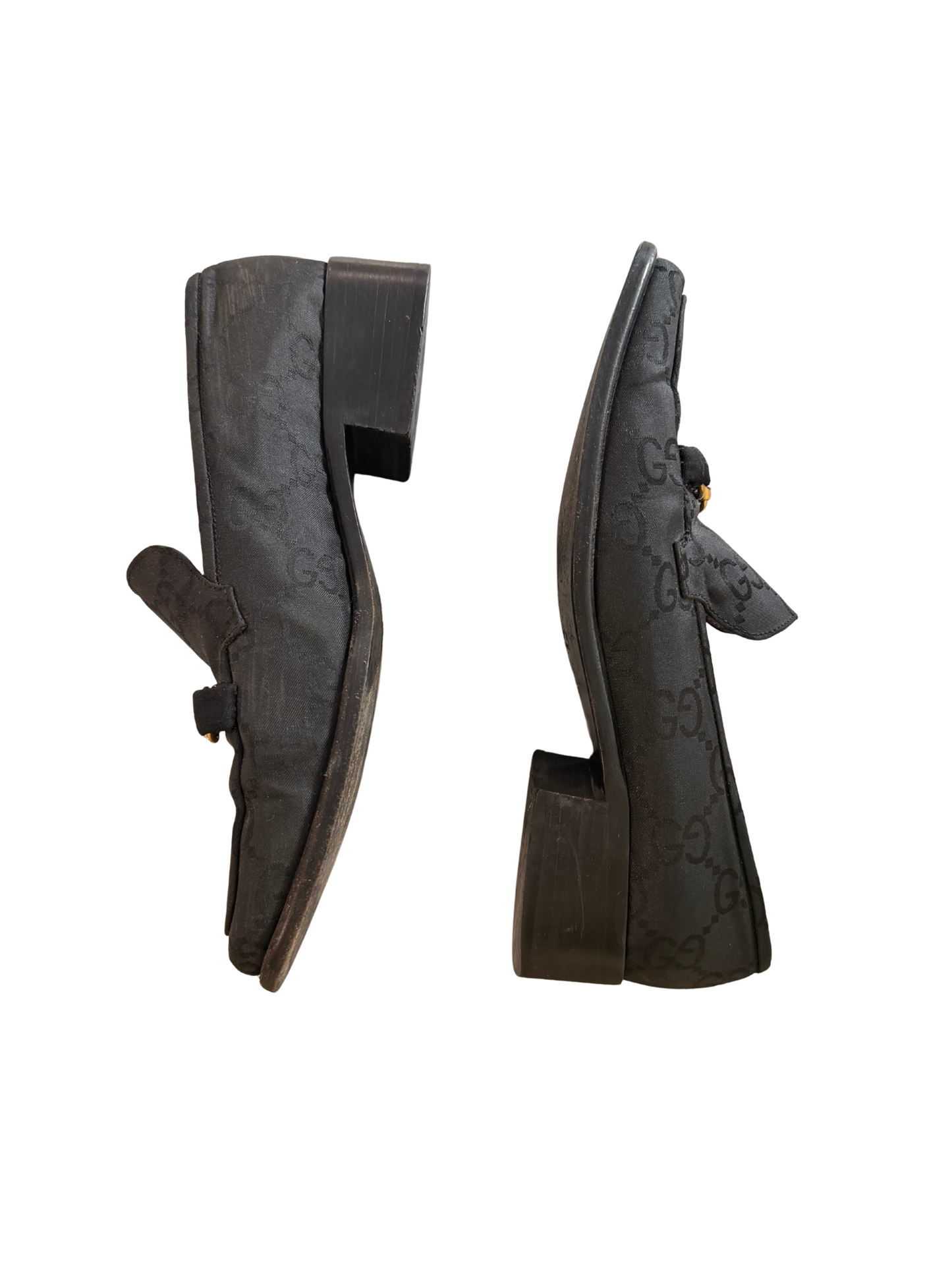 Gucci Horsebit GG Canvas Loafers (7.5) – Black