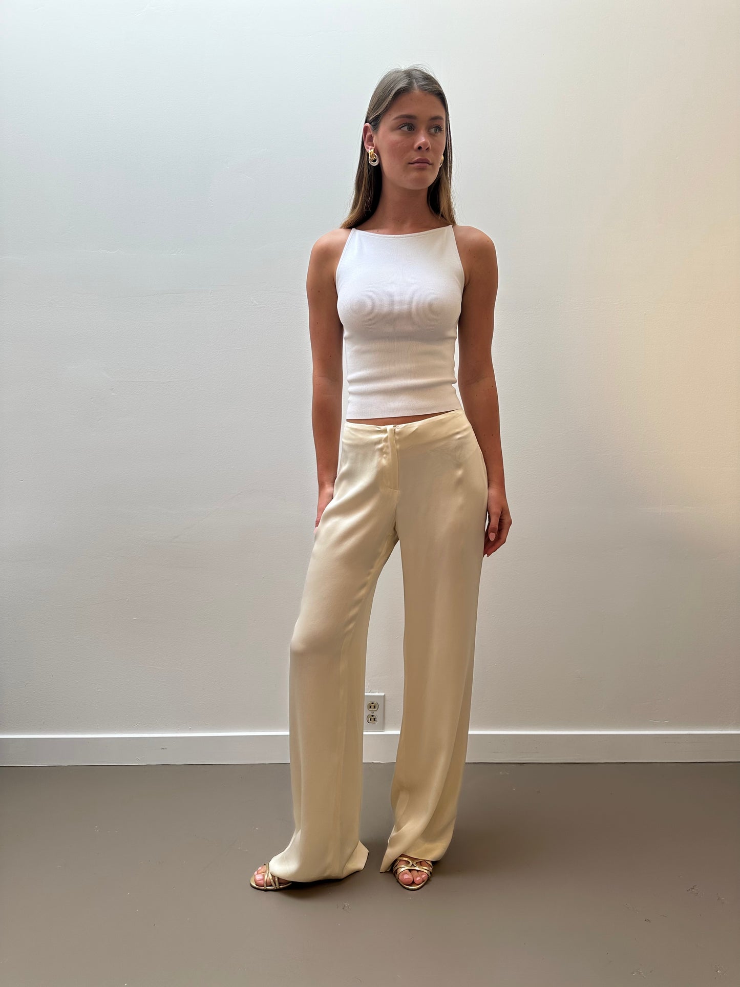 Etro Milano Silk Trousers (S) - Cream