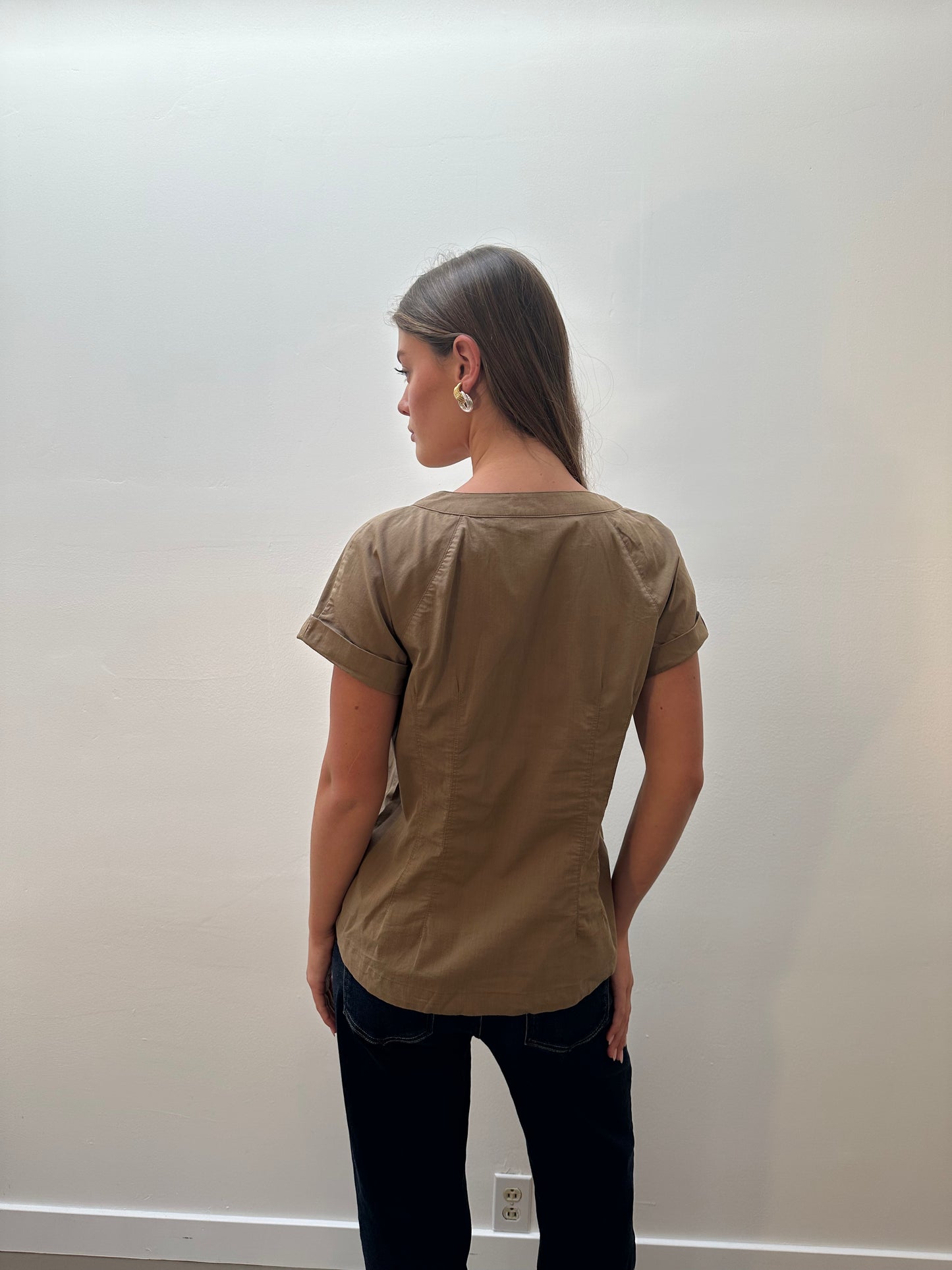 New York & Company Khaki Blouse (M) - Light Brown