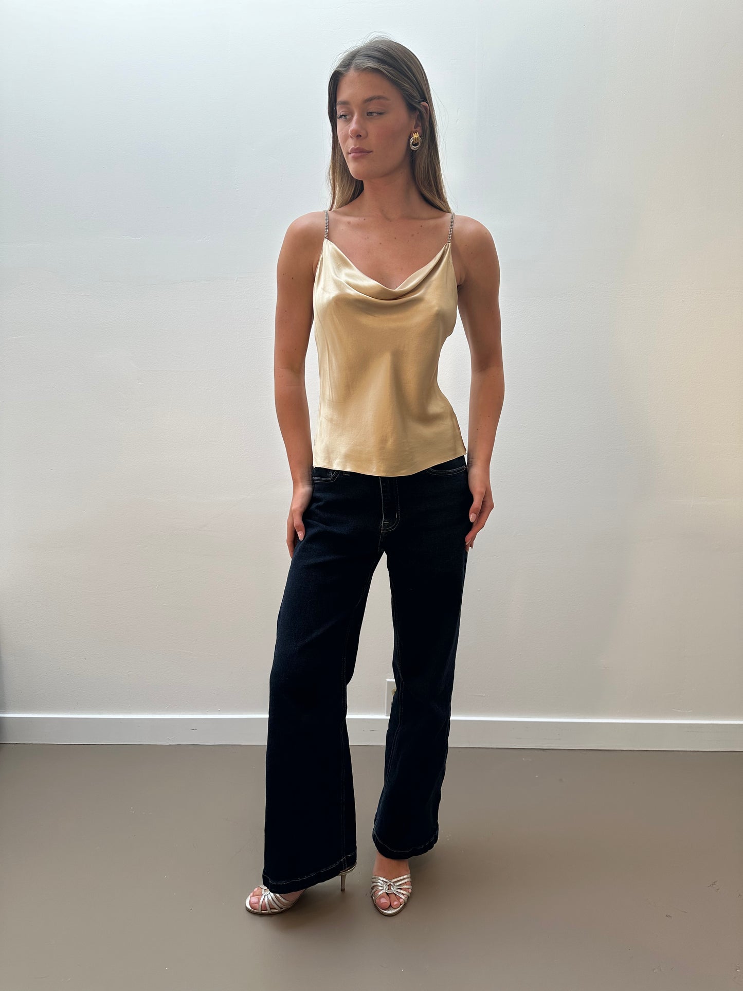 Teri Jon Silk Cami (XS/S) - Gold