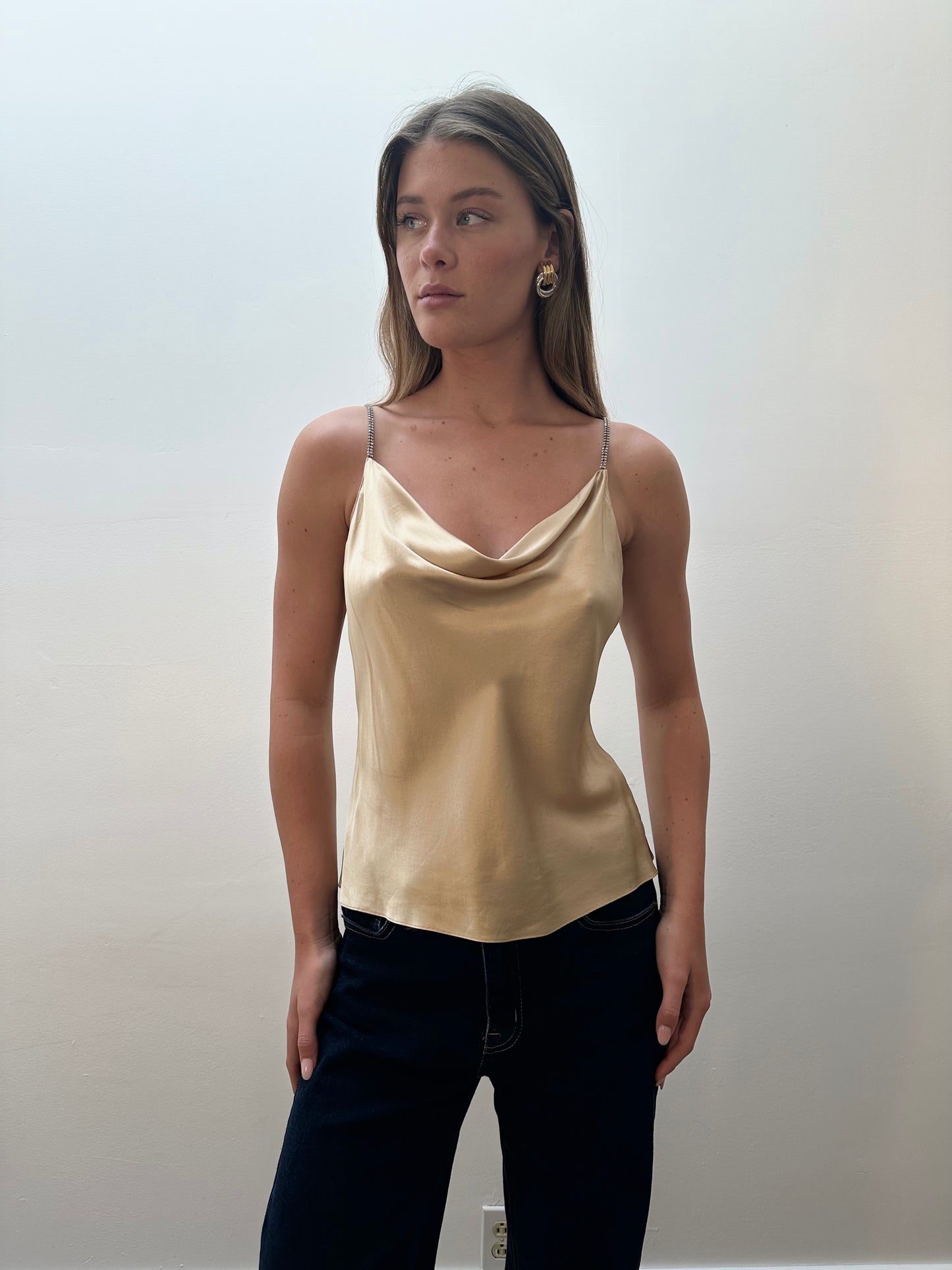 Teri Jon Silk Cami (XS/S) - Gold