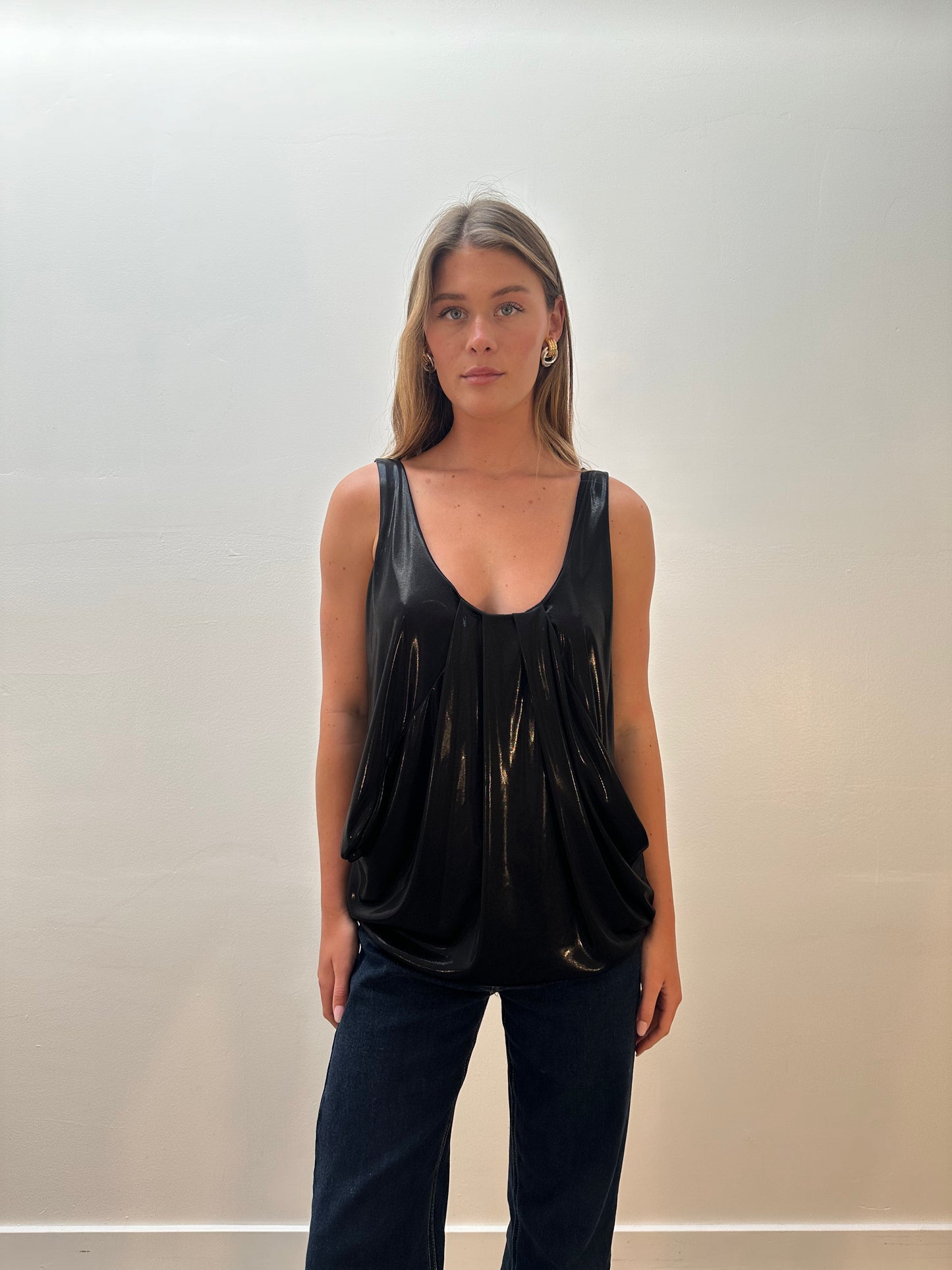Diane Von Furstenberg Metallic Tank Top - Black