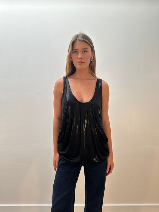 Diane Von Furstenberg Metallic Tank Top - Black