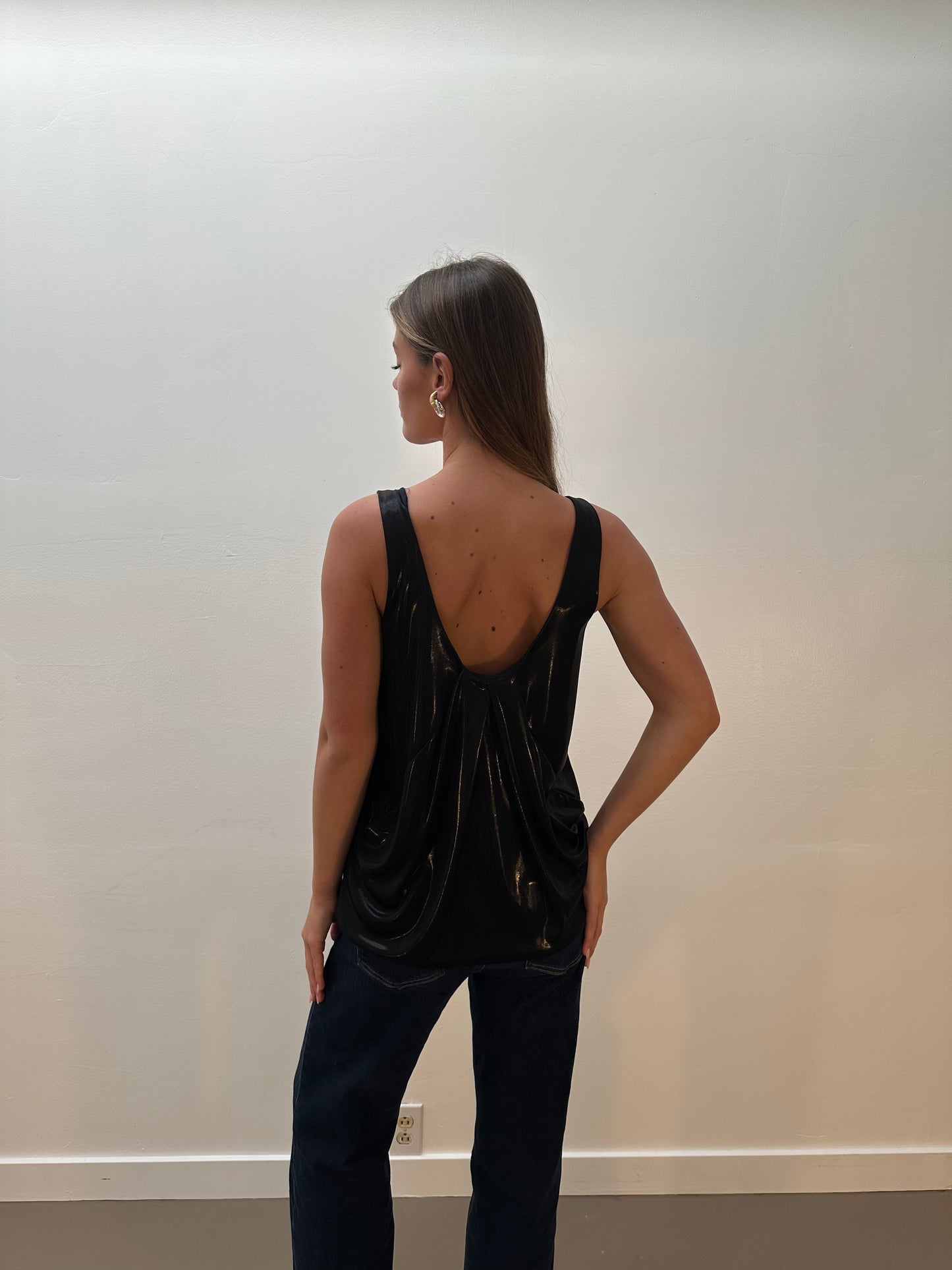 Diane Von Furstenberg Metallic Tank Top - Black