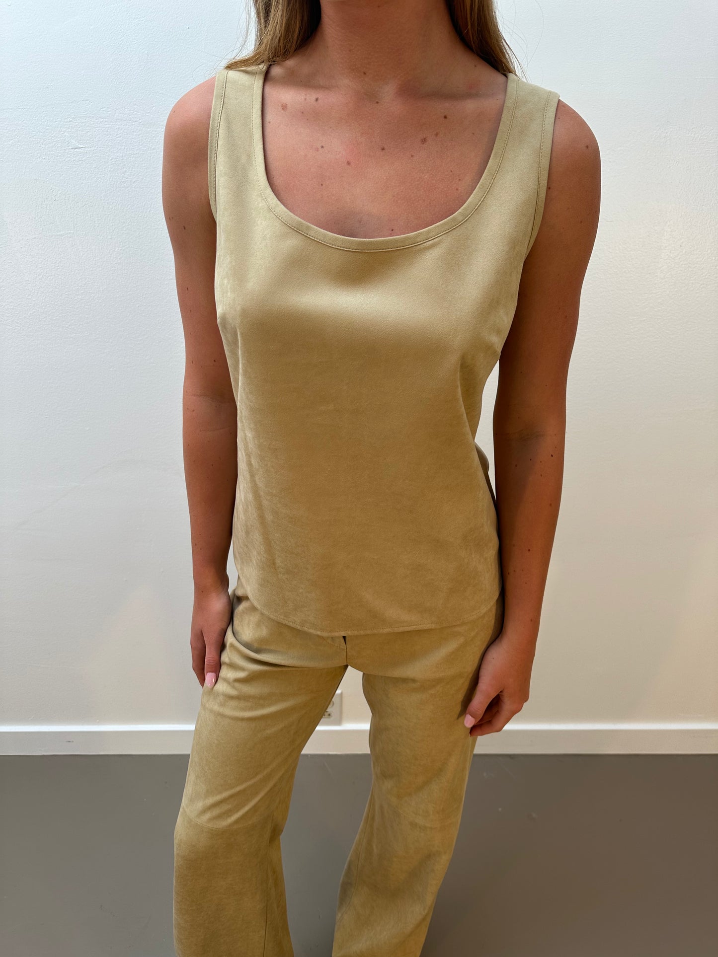 St. John Faux Suede Tank Top (S) - Tan