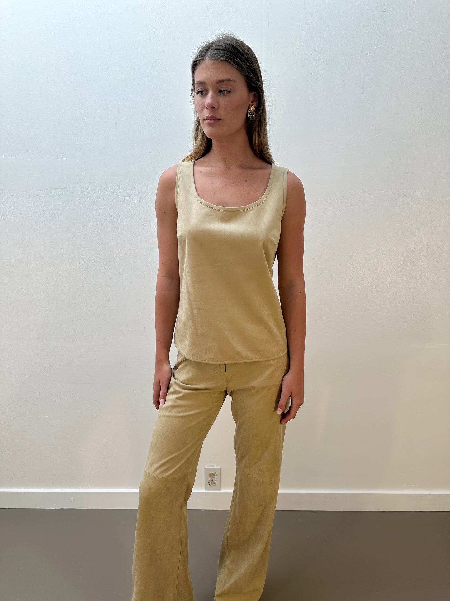 St. John Faux Suede Tank Top (S) - Tan