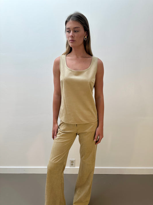 St. John Faux Suede Tank Top (S) - Tan