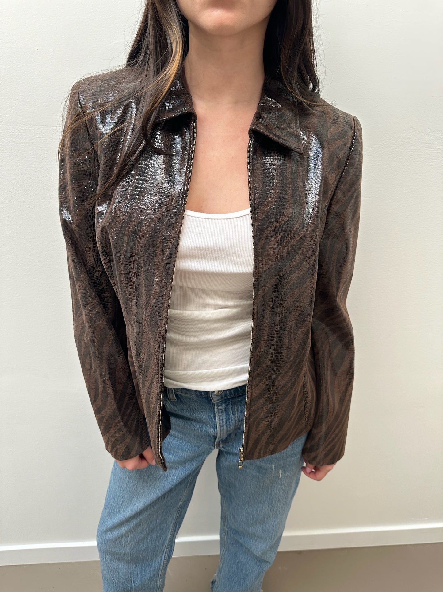 Escada Tiger Print Jacket - Brown & Black (IT 40)
