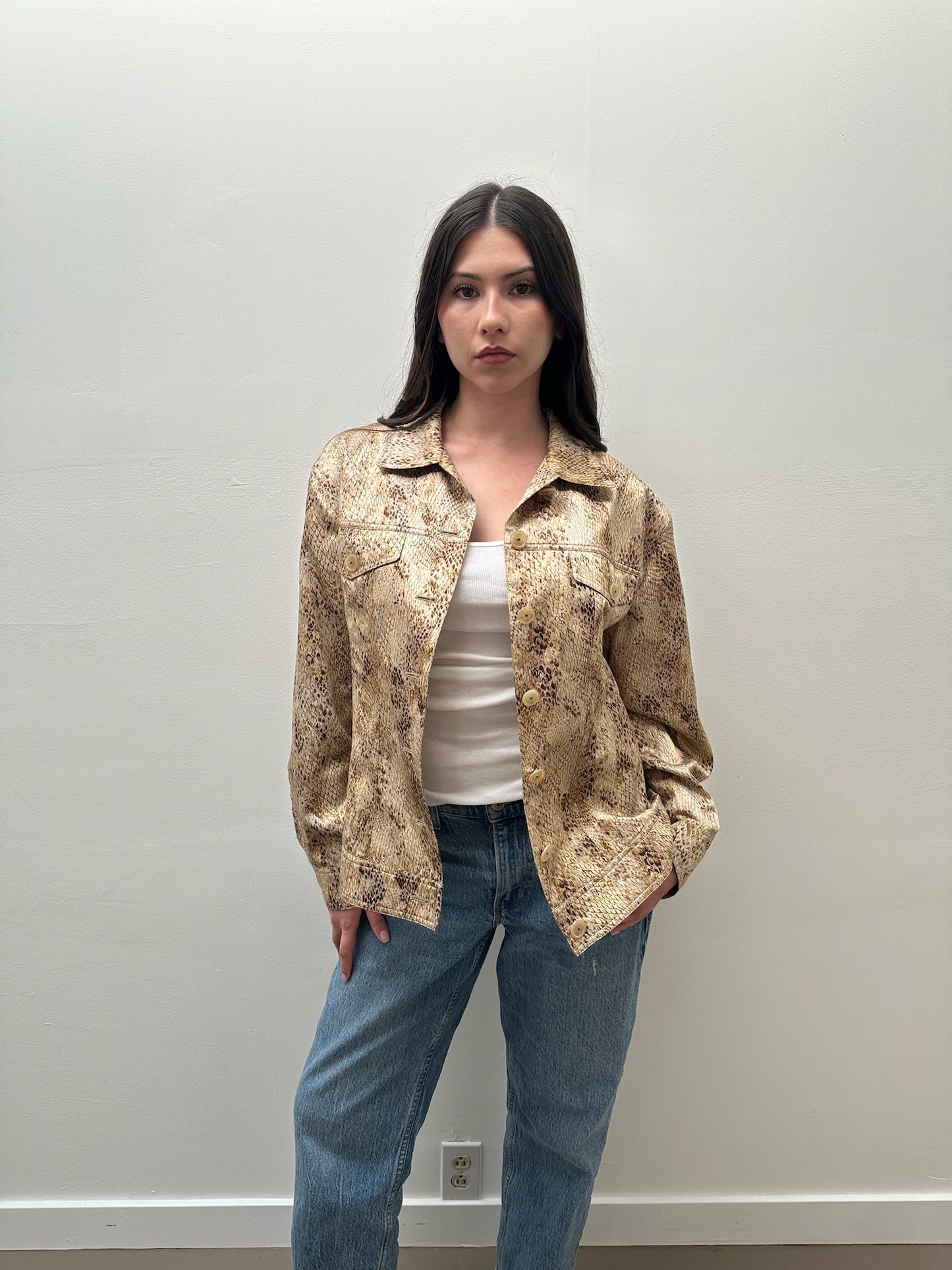 Mondi Snake Print Jacket - Tan (S/M)