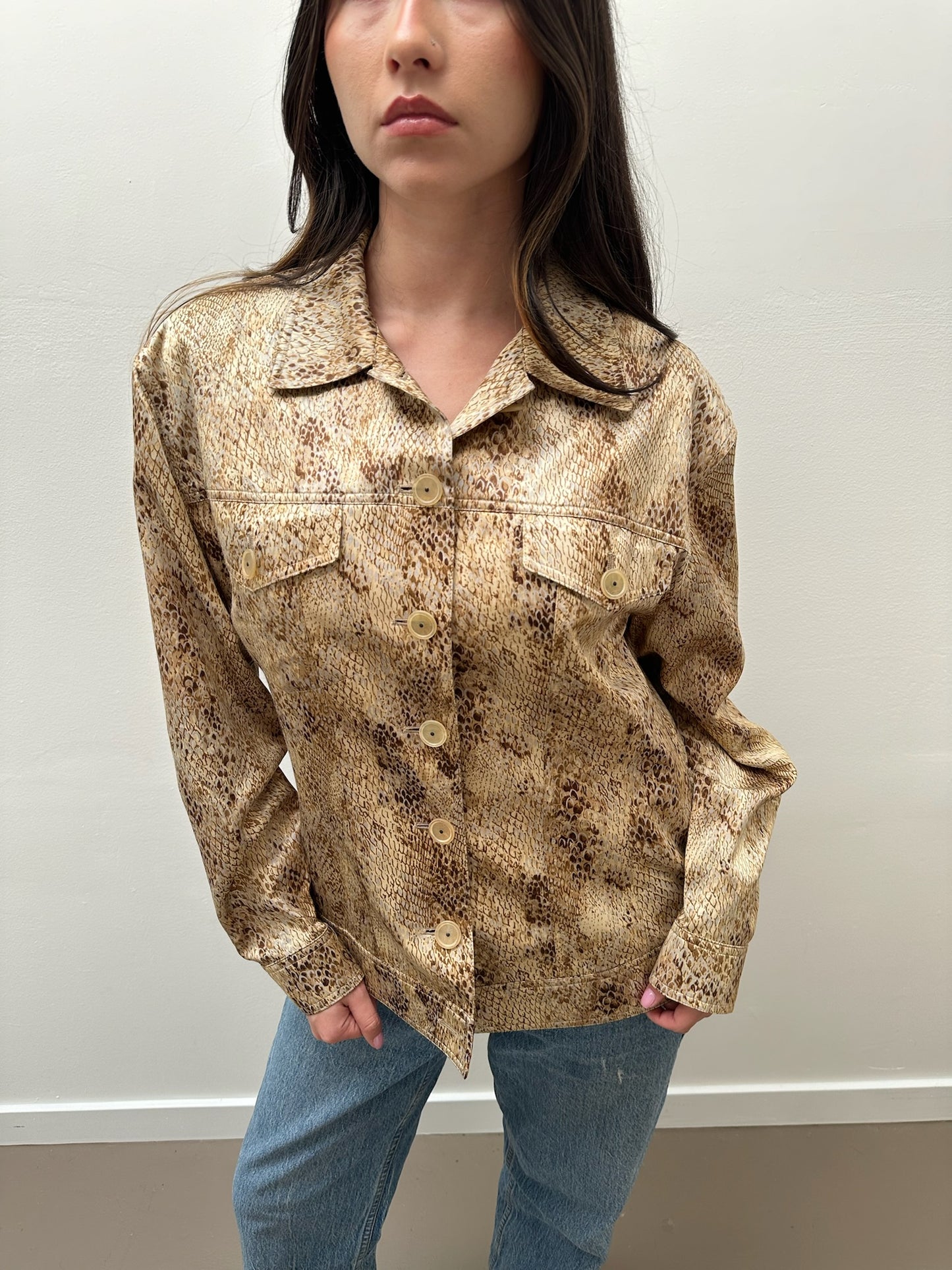 Mondi Snake Print Jacket - Tan (S/M)