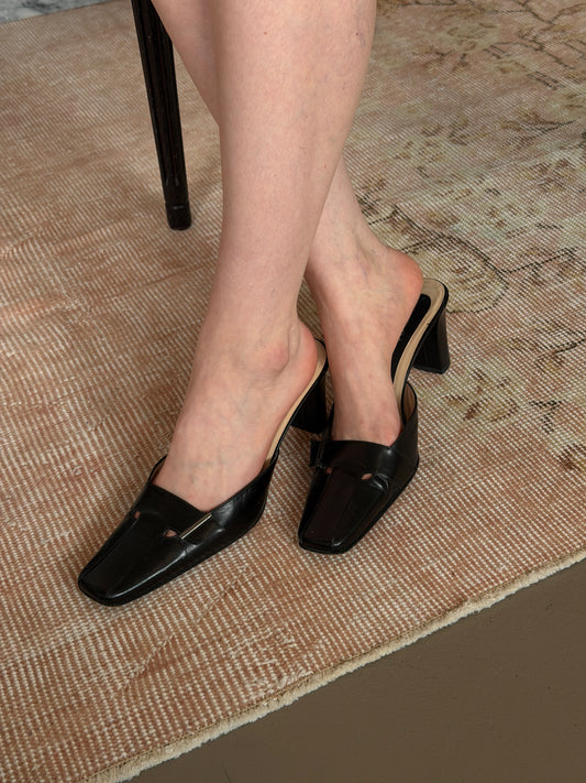 Gucci Square Toed Mules (9) - Black