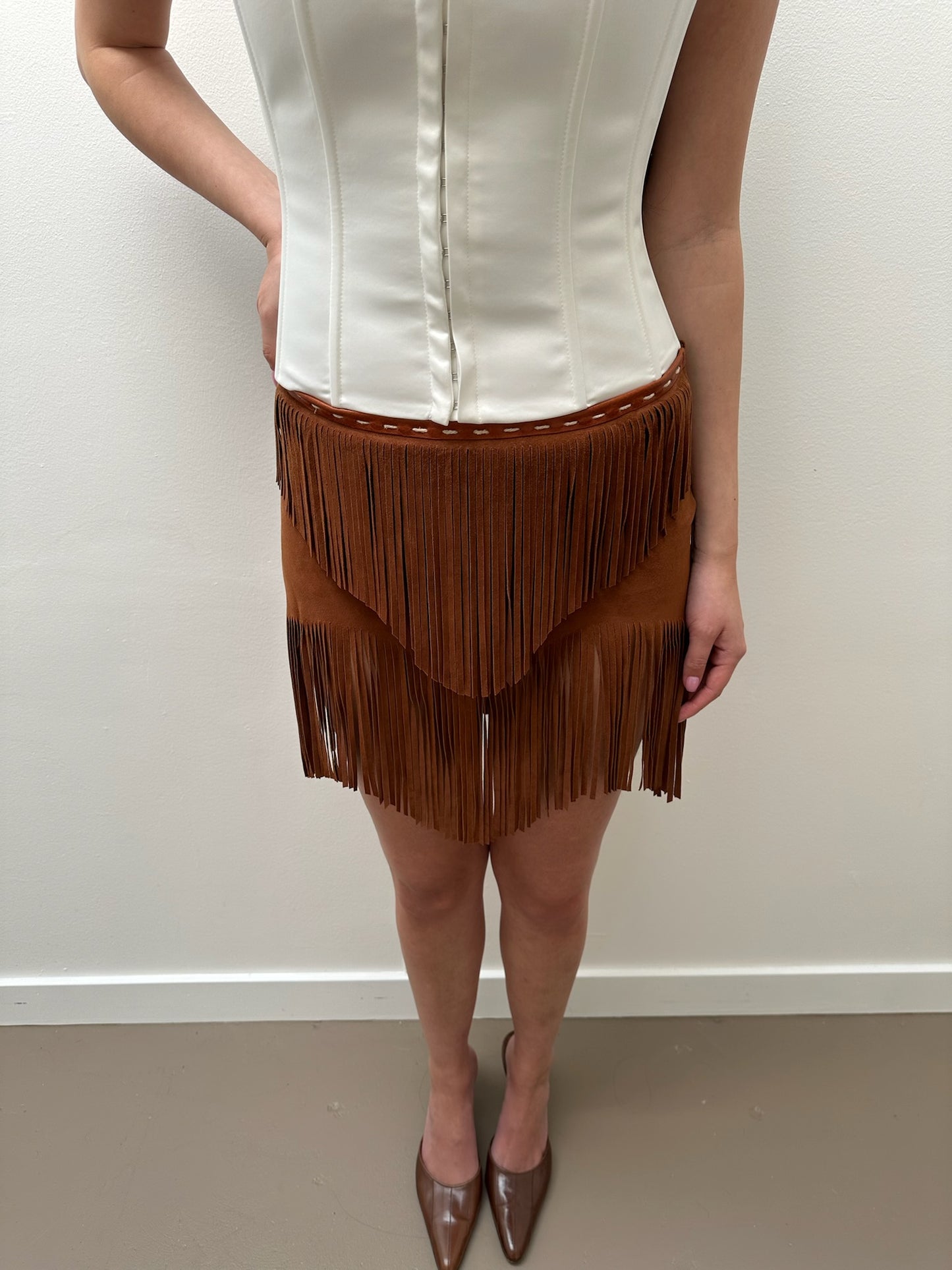 Dolce & Gabbana Goat Skin Mini Skirt (IT 40) - Brown