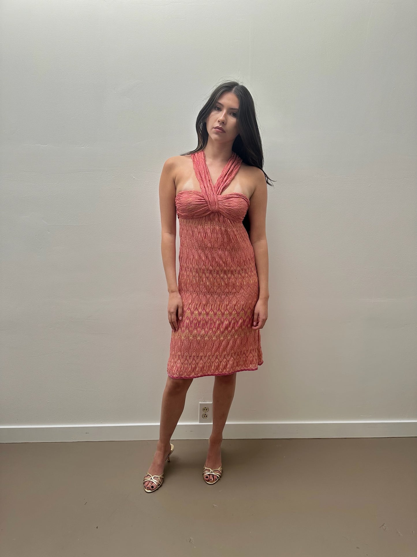 Missoni Halter Neck Dress (M) - Pink & Yellow