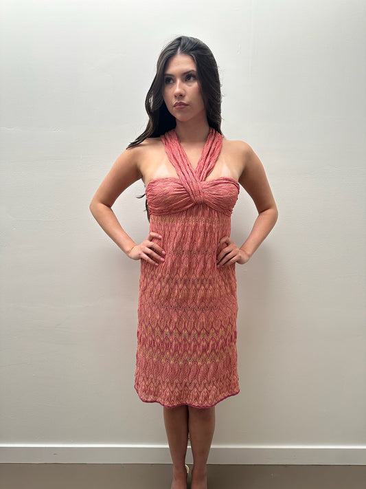 Missoni Halter Neck Dress (M) - Pink & Yellow