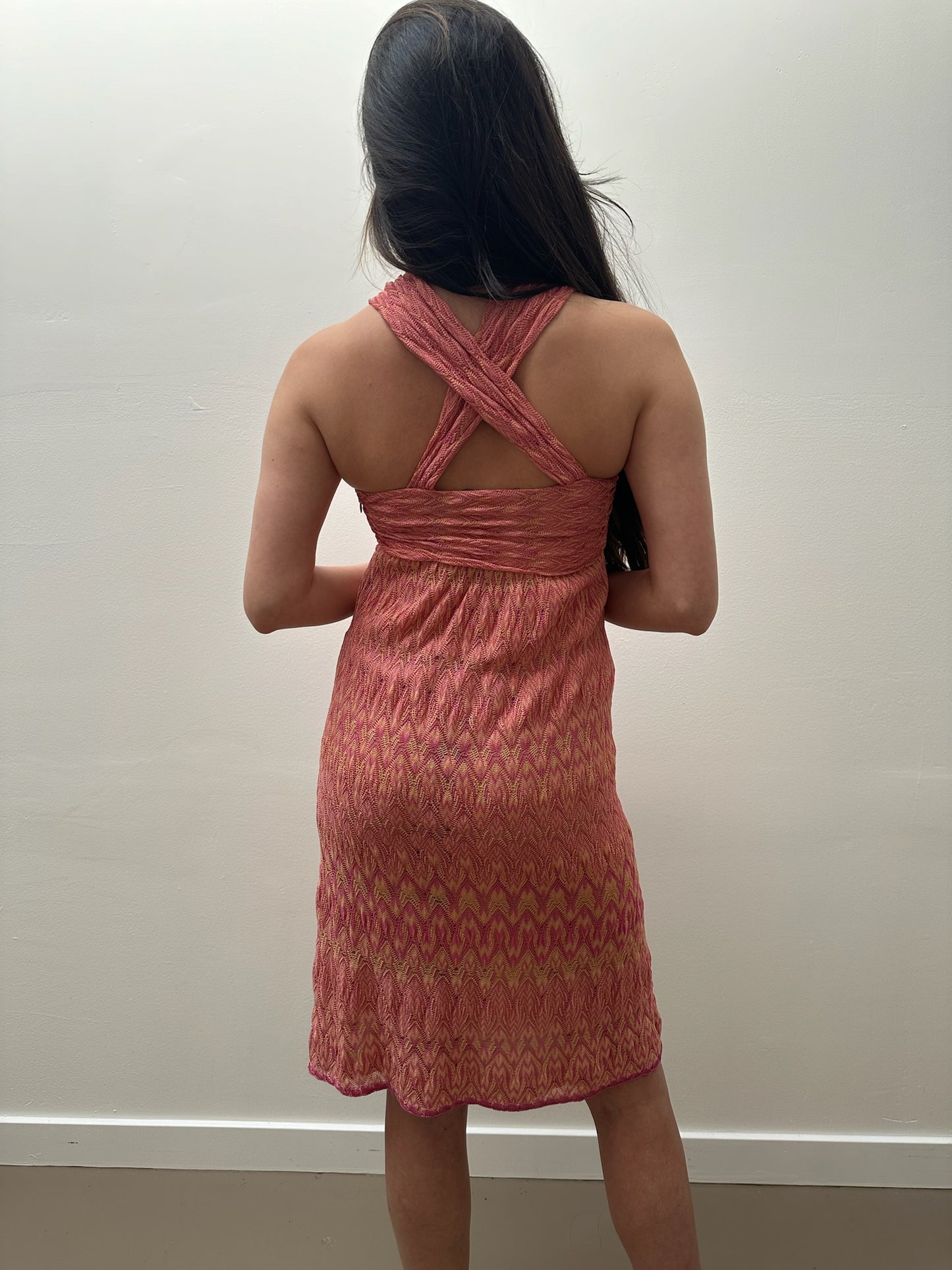 Missoni Halter Neck Dress (M) - Pink & Yellow