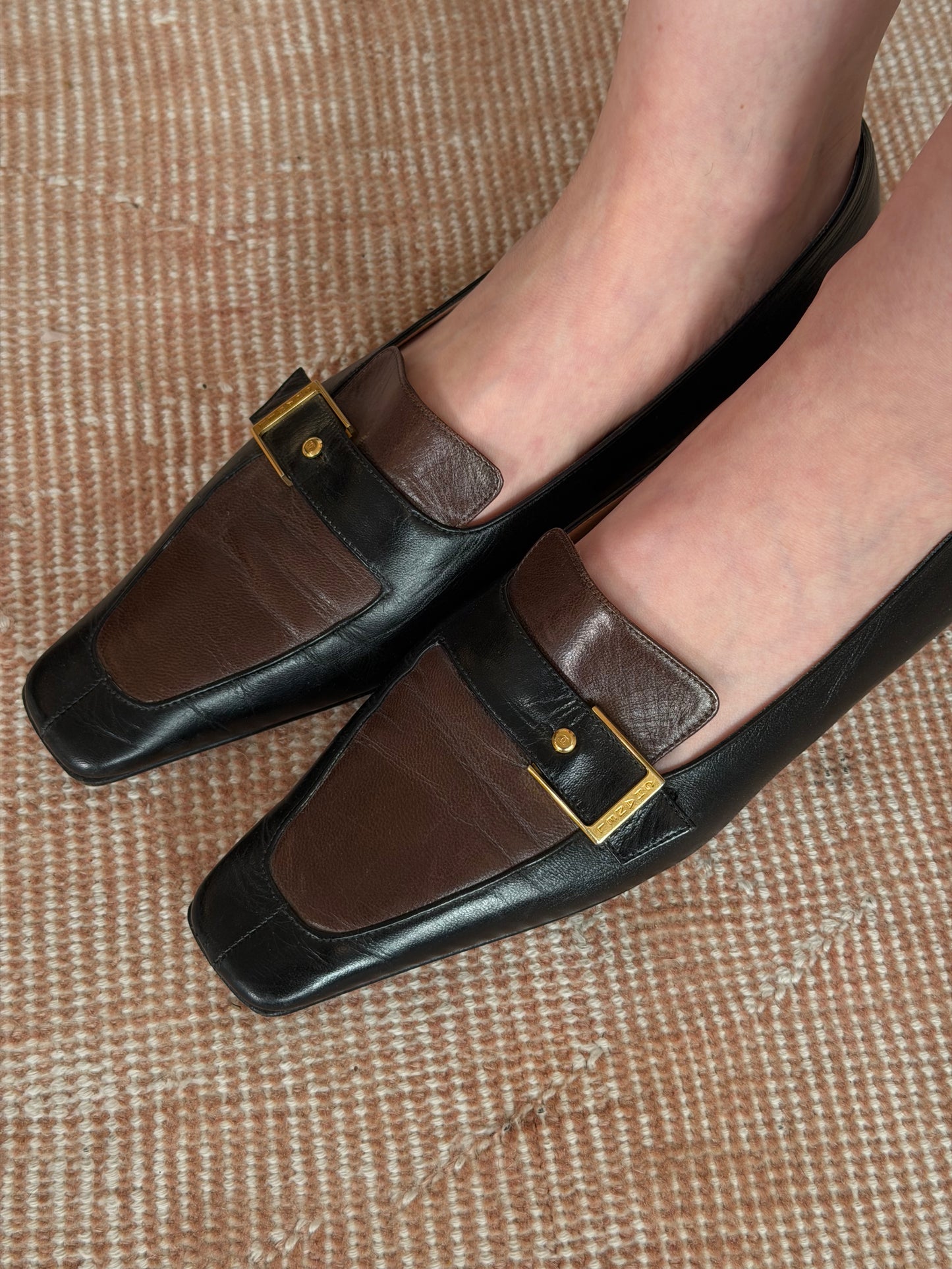 Chanel Leather Loafers (38) - Black & Brown
