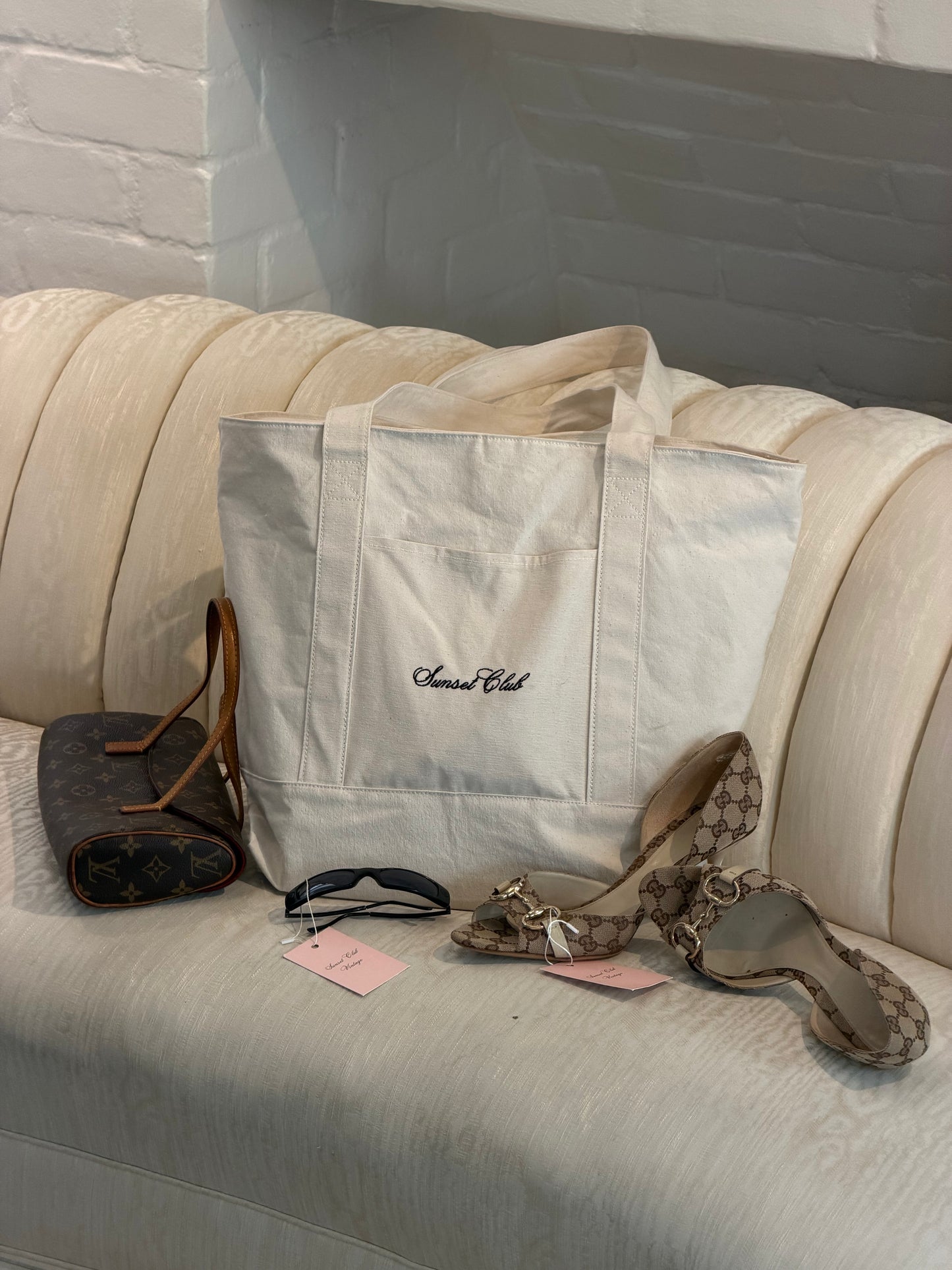 Sunset Club Embroidered Tote Bag