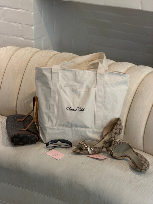 Sunset Club Embroidered Tote Bag
