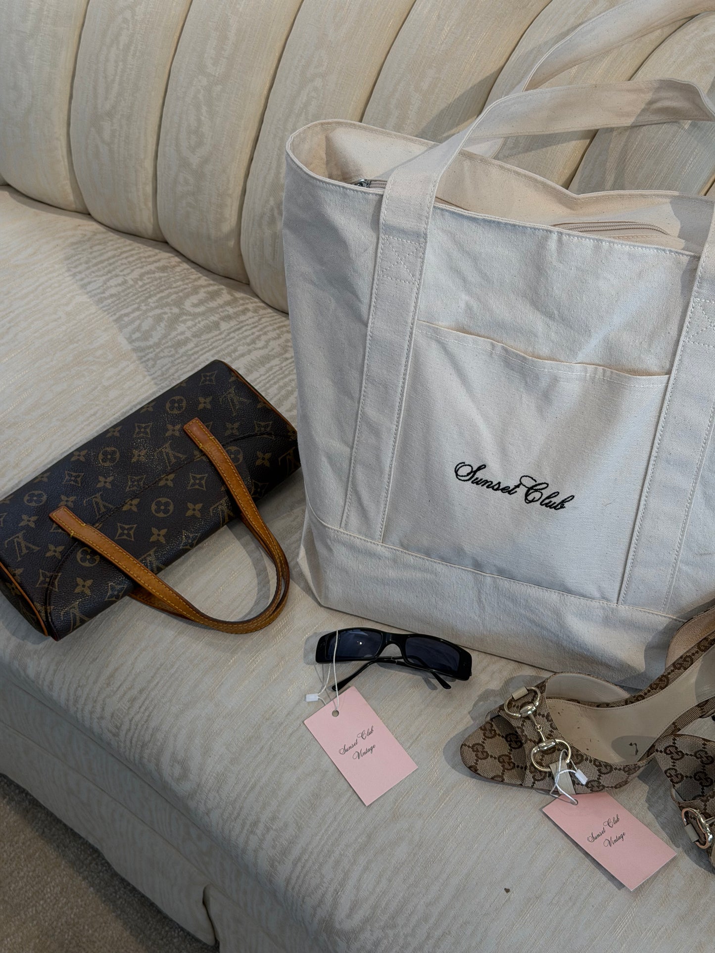 Sunset Club Embroidered Tote Bag