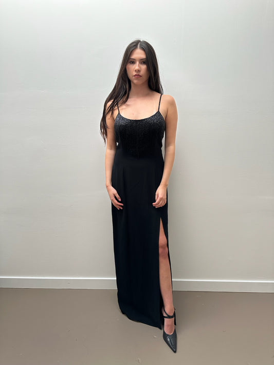 Black Tie Oleg Cassini Black Beaded Gown (10)