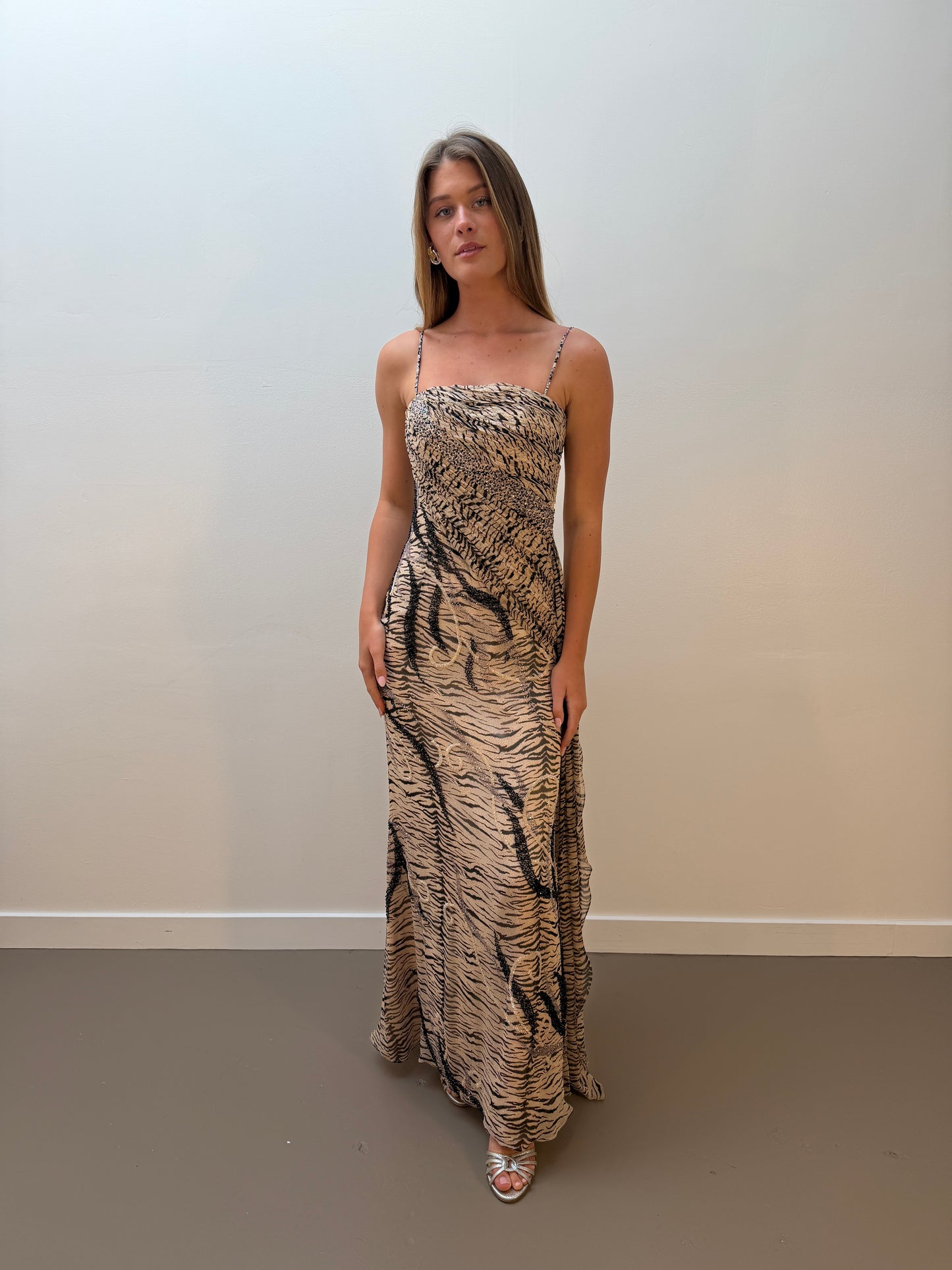 Cassandra Stone Tiger Print Silk Gown (2)