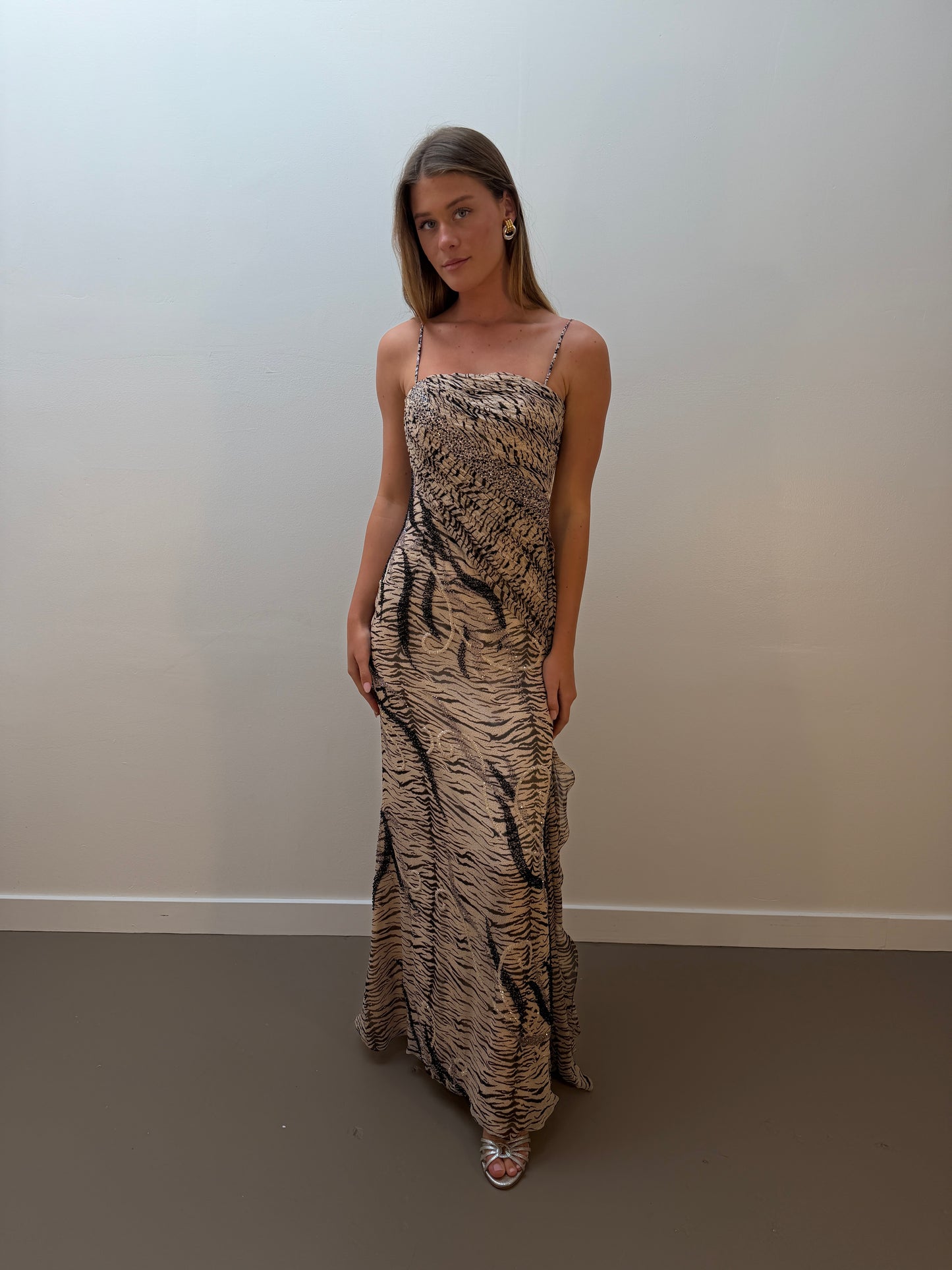 Cassandra Stone Tiger Print Silk Gown (2)