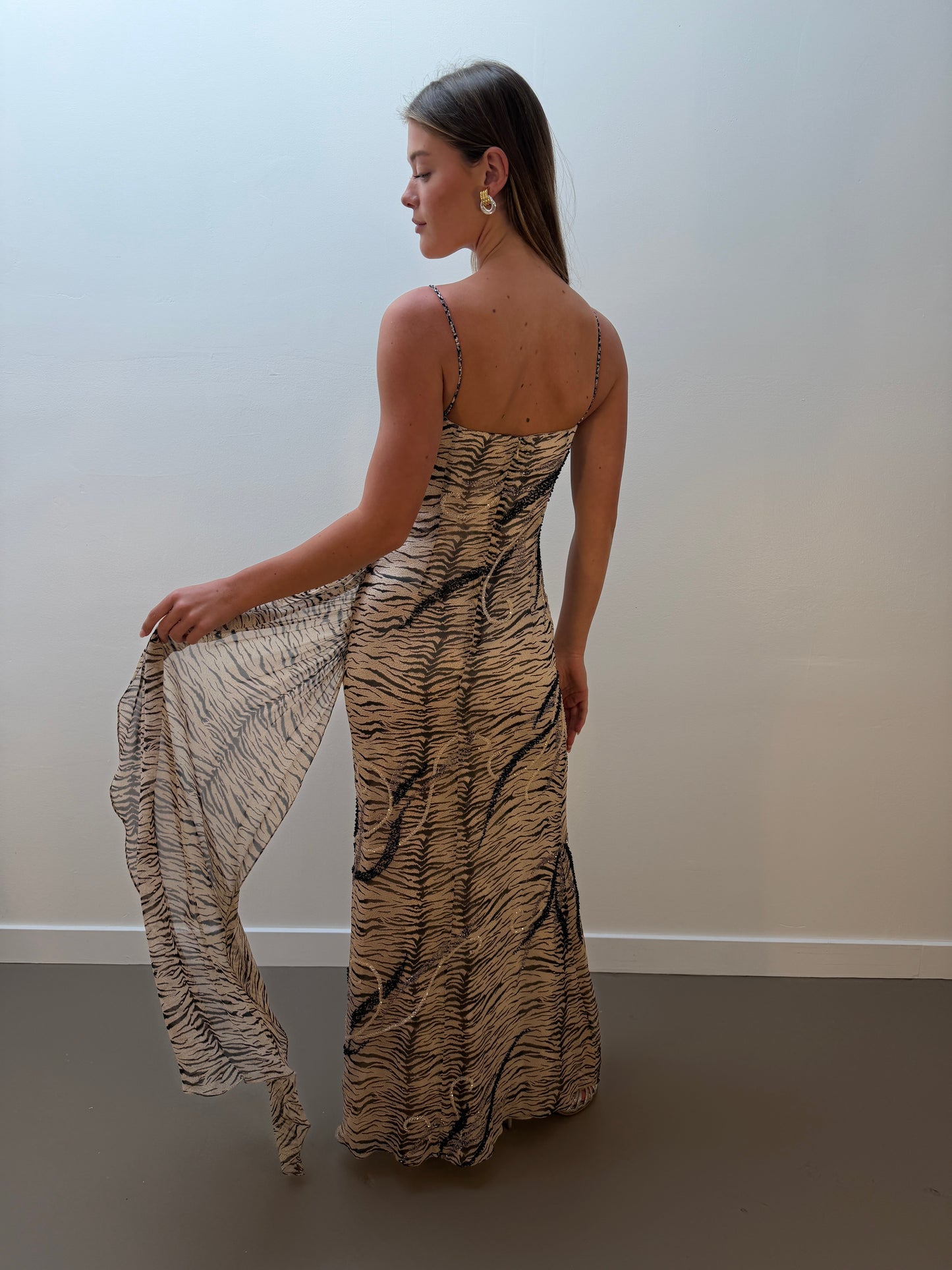 Cassandra Stone Tiger Print Silk Gown (2)